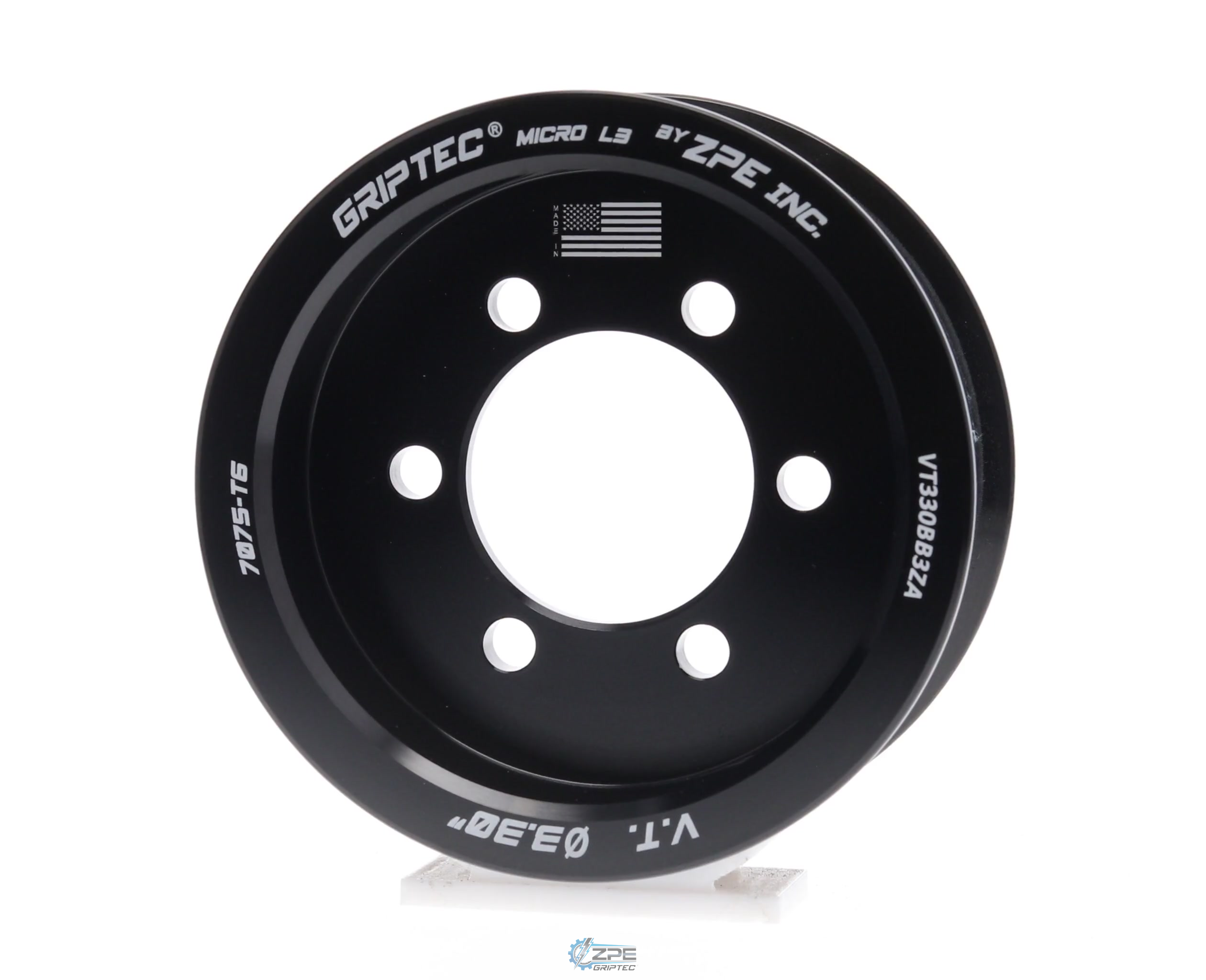 3.30" 10 Rib ZPE GripTec® 2pc Vortech YSi/JT/V3 L3 Black Pulley Only