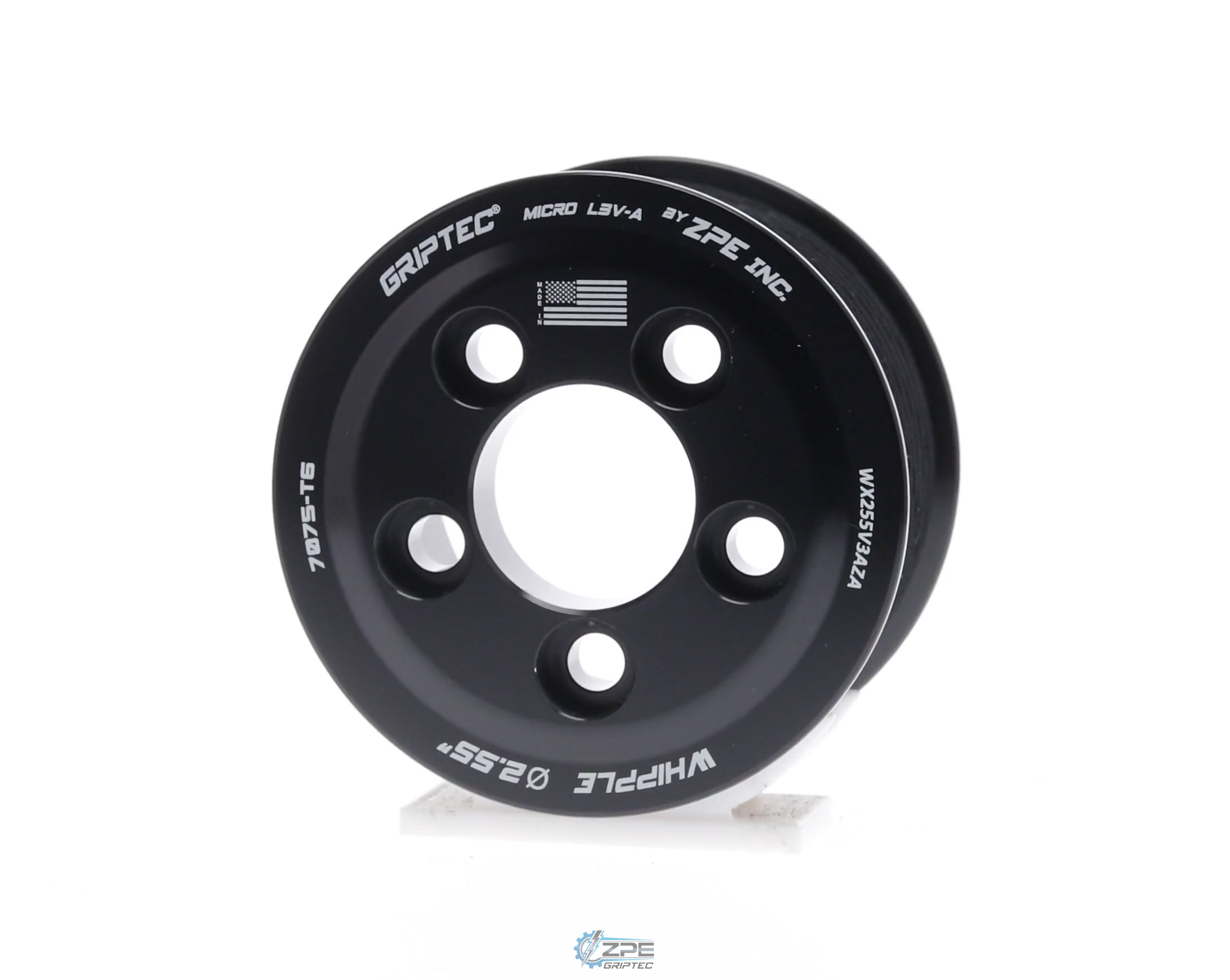 2.55" 10 Rib ZPE GripTec® Whipple 5 Bolt L3V-A Black Pulley Only