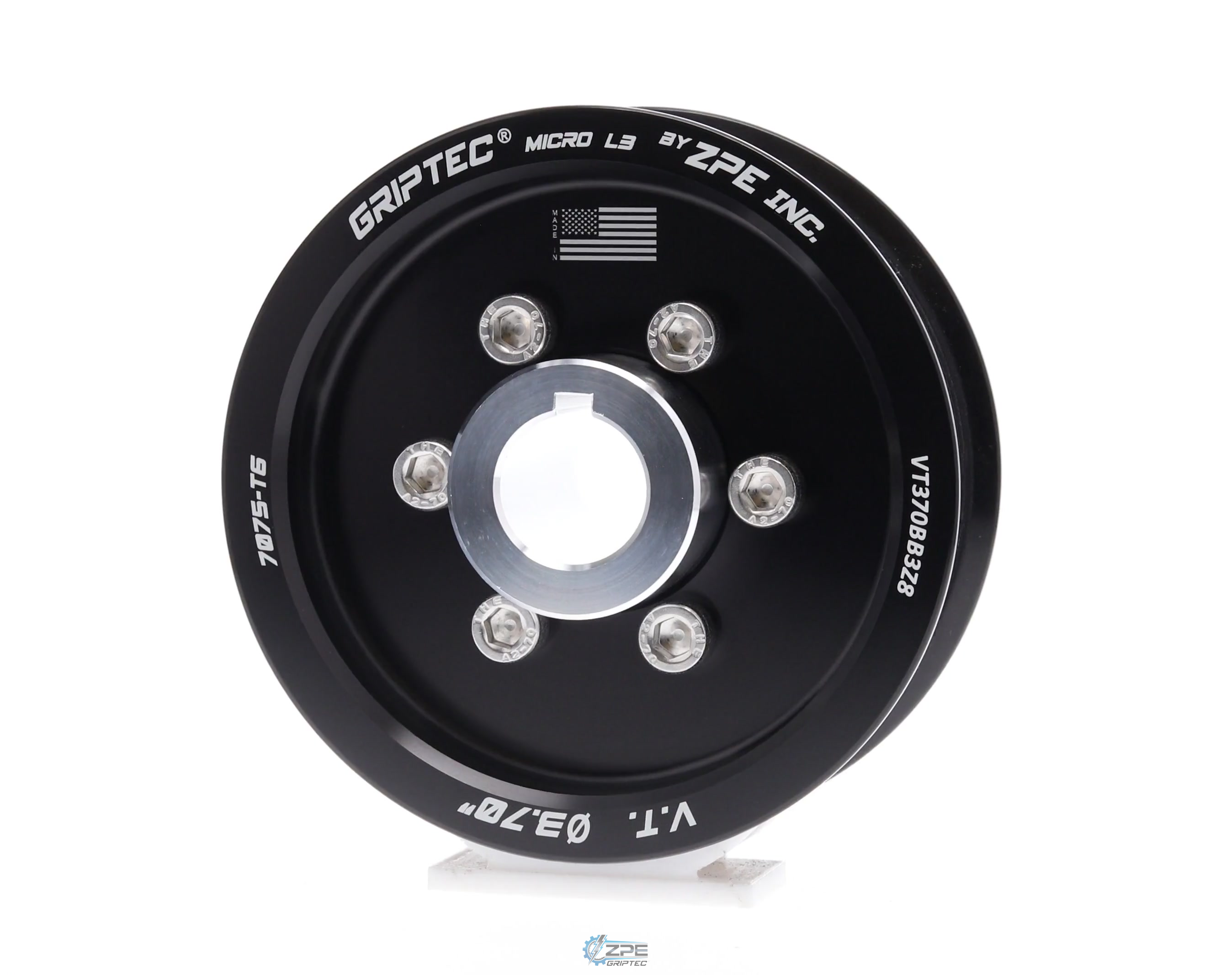 3.70" 8 Rib ZPE GripTec® 2pc Vortech YSi/JT/V3 L3 Black Pulley & Hub Kit