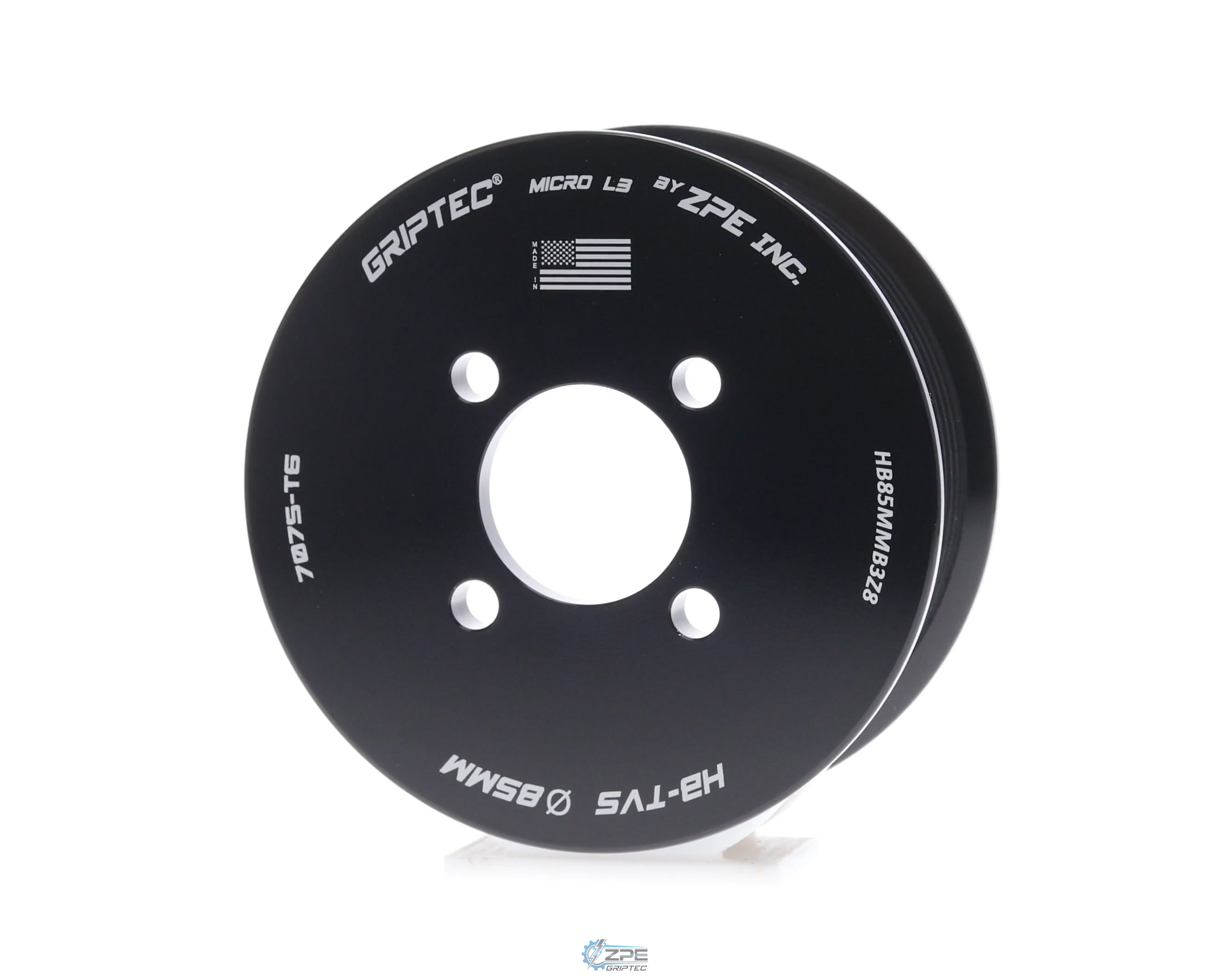 85mm 8 Rib ZPE GripTec® 2pc Magnuson Heartbeat TVS L3 Black Pulley Only