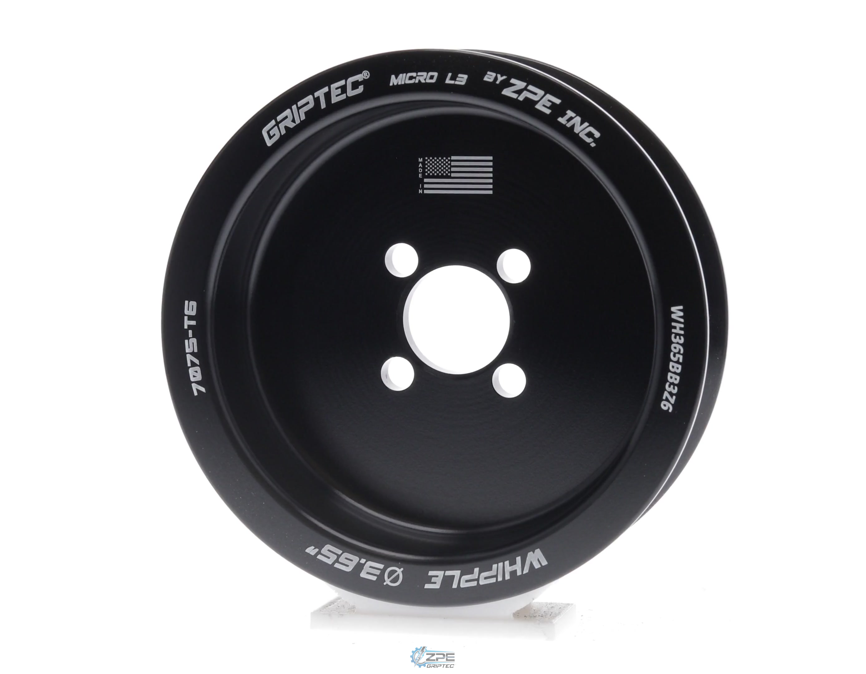 3.65" 6 Rib ZPE GripTec® Whipple Standard L3 Black Pulley