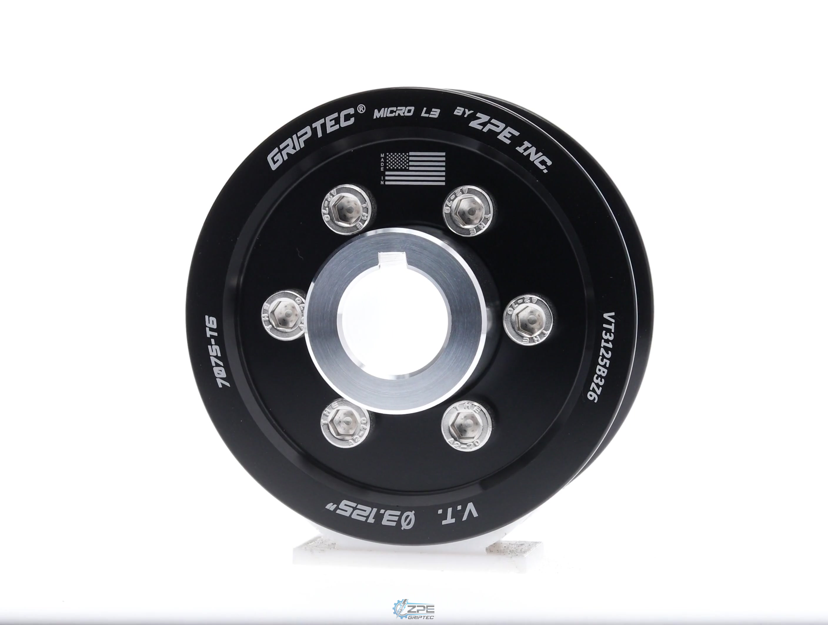 3.125" 6 Rib ZPE GripTec® 2pc Vortech YSi/JT/V3 L3 Black Pulley & Hub Kit