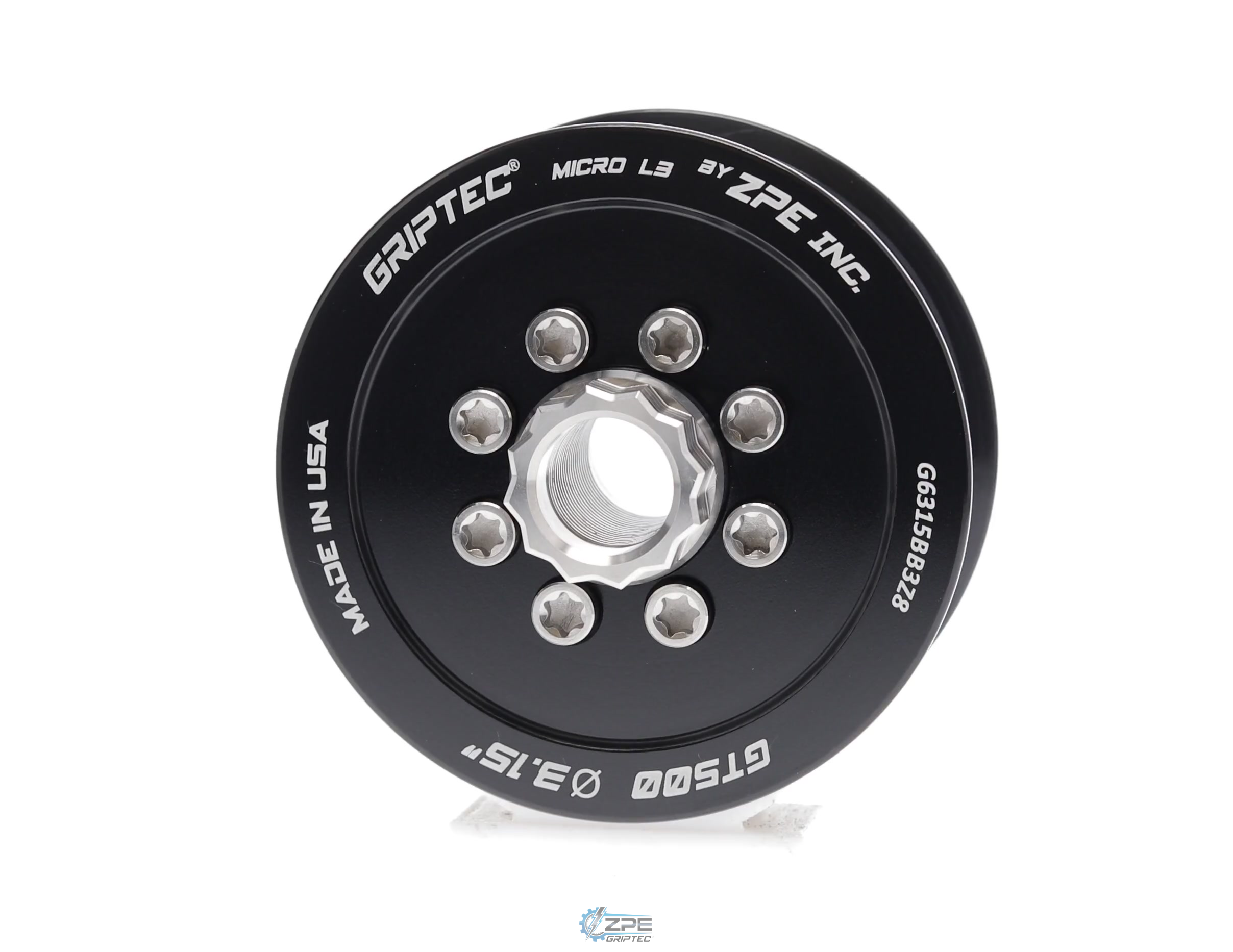 3.15" 8 Rib ZPE GripTec® 2pc 2020+ GT500 L3 Black Pulley & Hub Kit