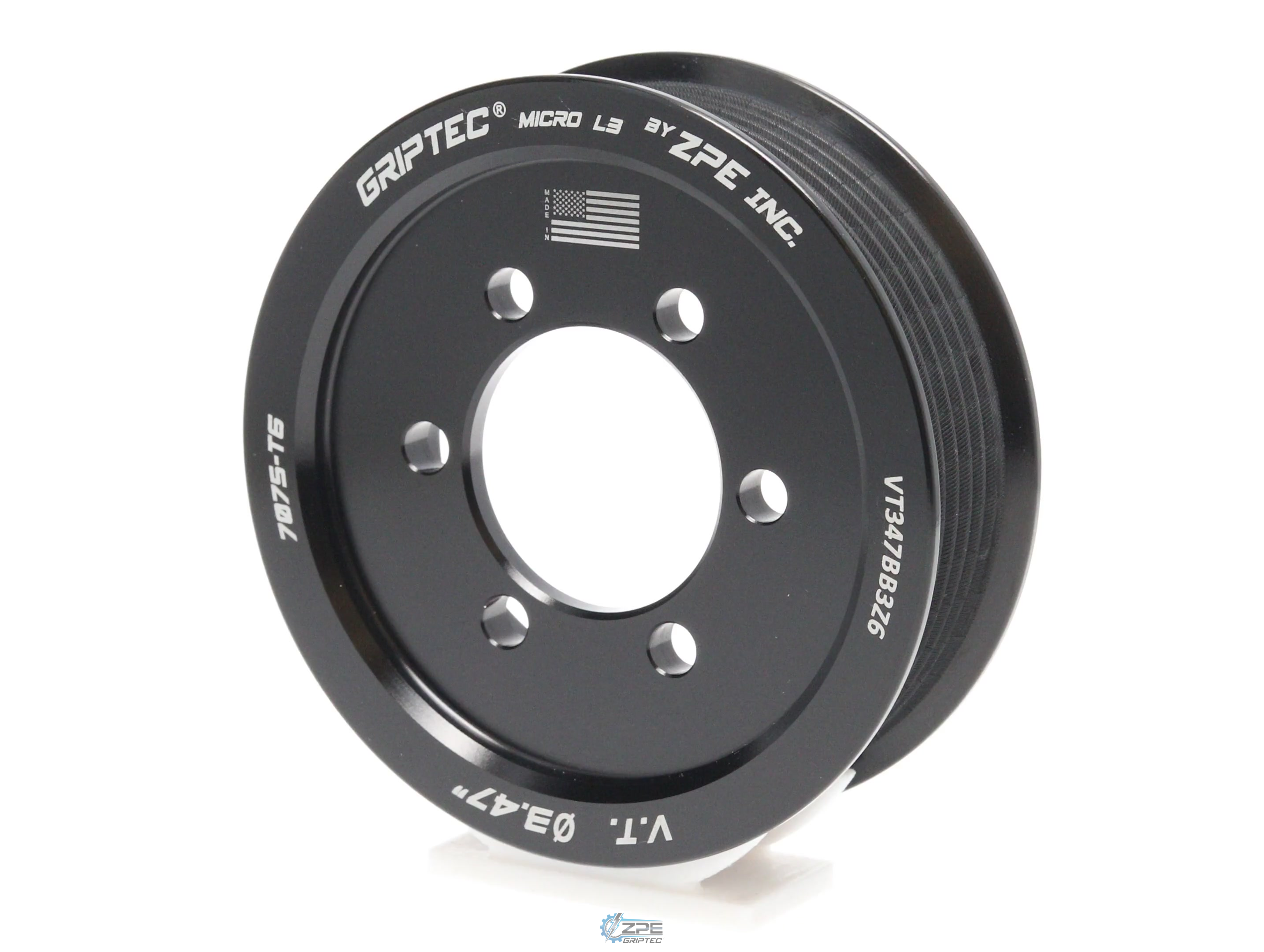 3.47" 6 Rib ZPE GripTec® 2pc Vortech YSi/JT/V3 L3 Black Pulley Only