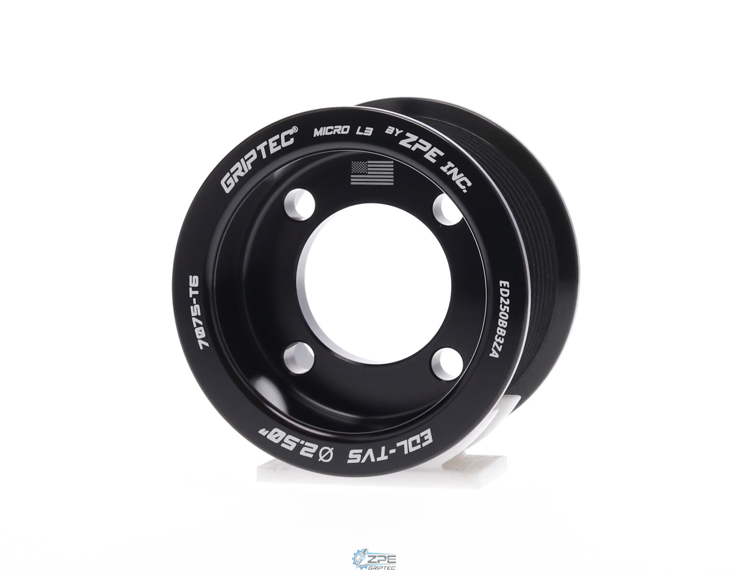 2.50" 10 Rib ZPE GripTec® 2pc Edelbrock TVS L3 Black Pulley Only