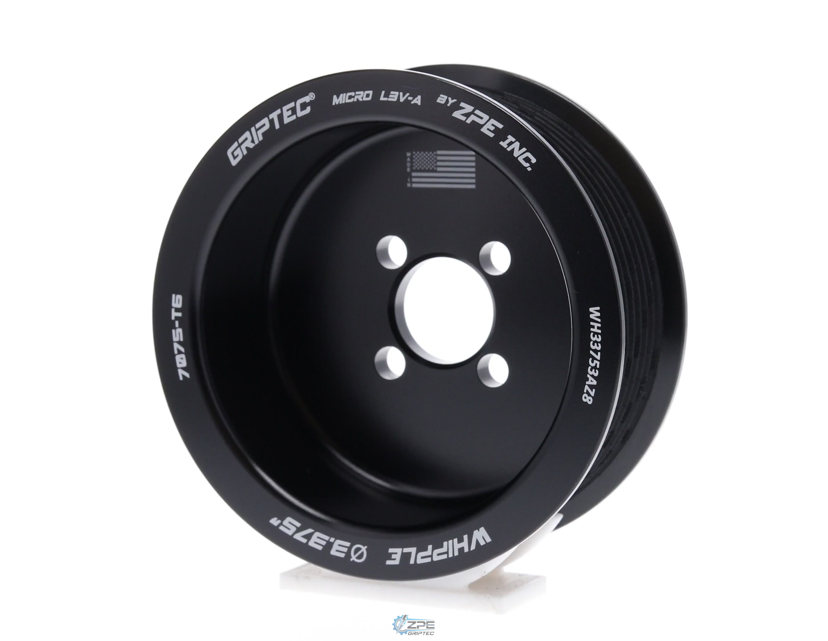 3.375" 8 Rib ZPE GripTec® Whipple Standard L3V-A Black Pulley