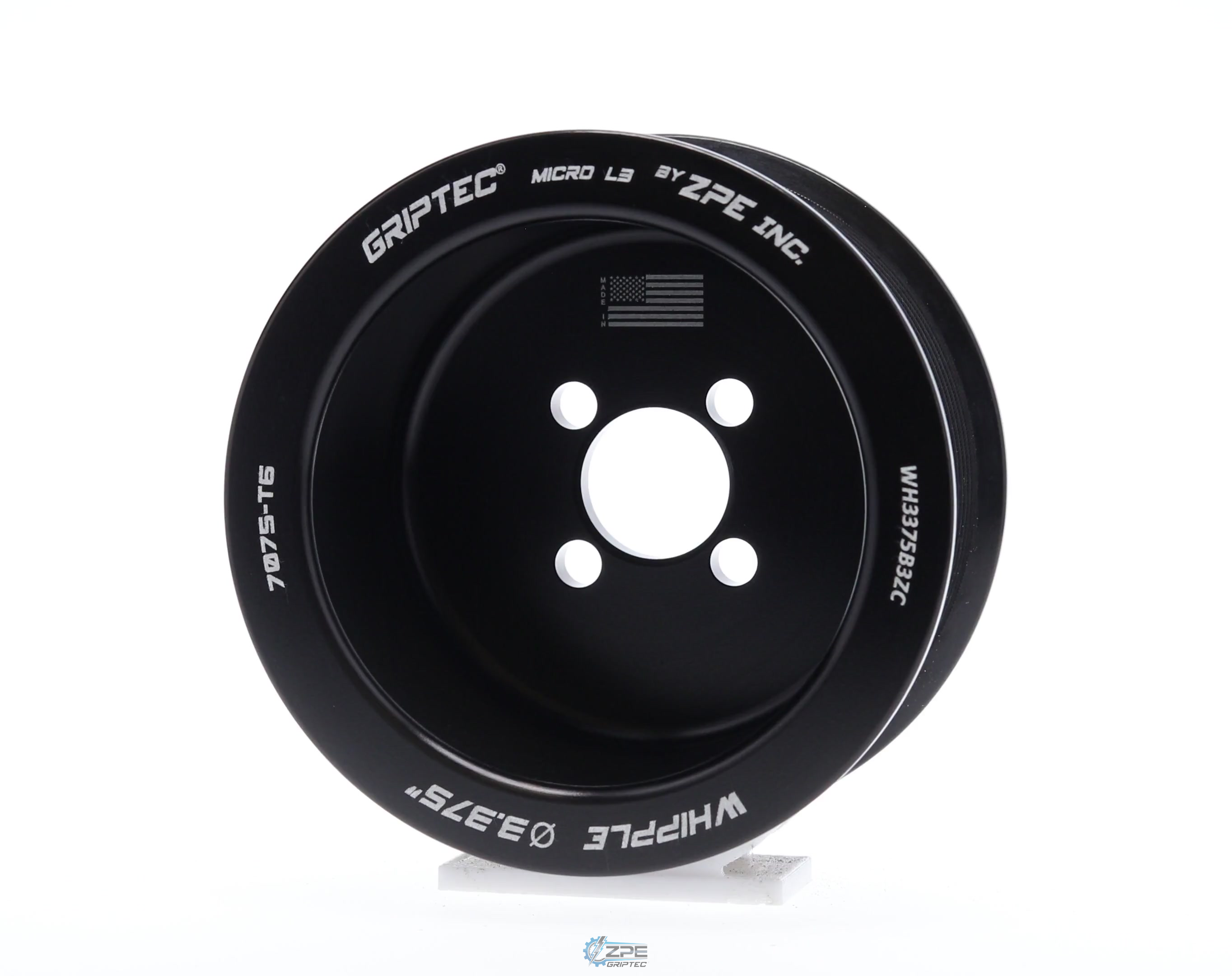 3.375" 12 Rib ZPE GripTec® Whipple Standard L3 Black Pulley