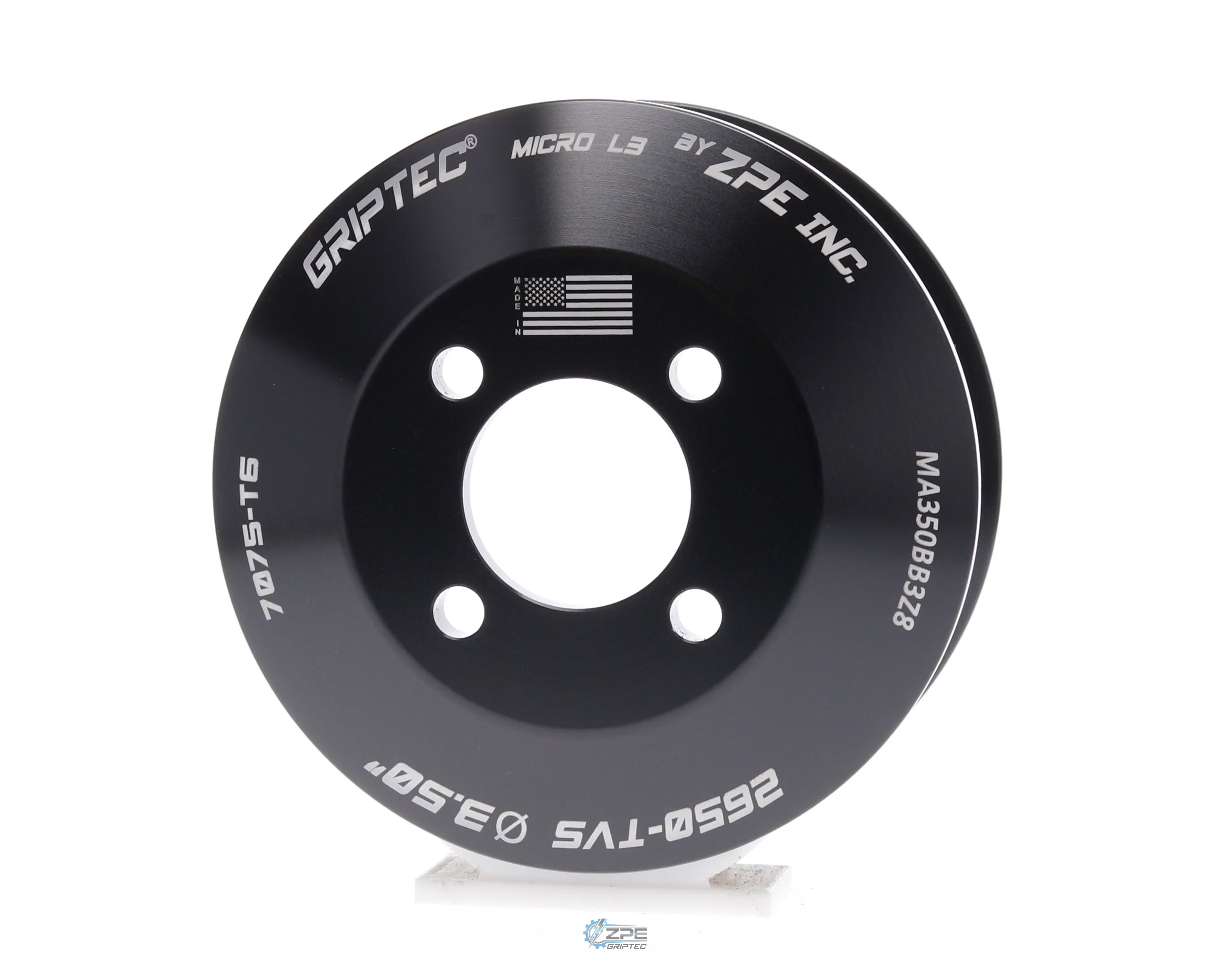 3.50" 8 Rib ZPE GripTec® 2pc Magnuson LSA/LT4 2650 TVS L3 Black Pulley Only