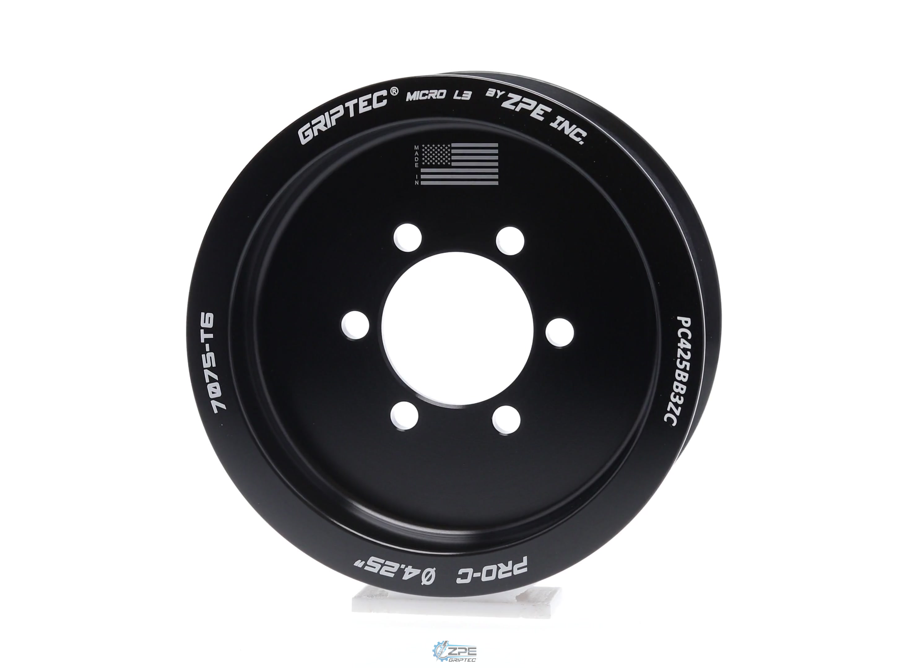 4.25" 2pc 12 Rib "Standard"  Black L3 (Pulley Only)
