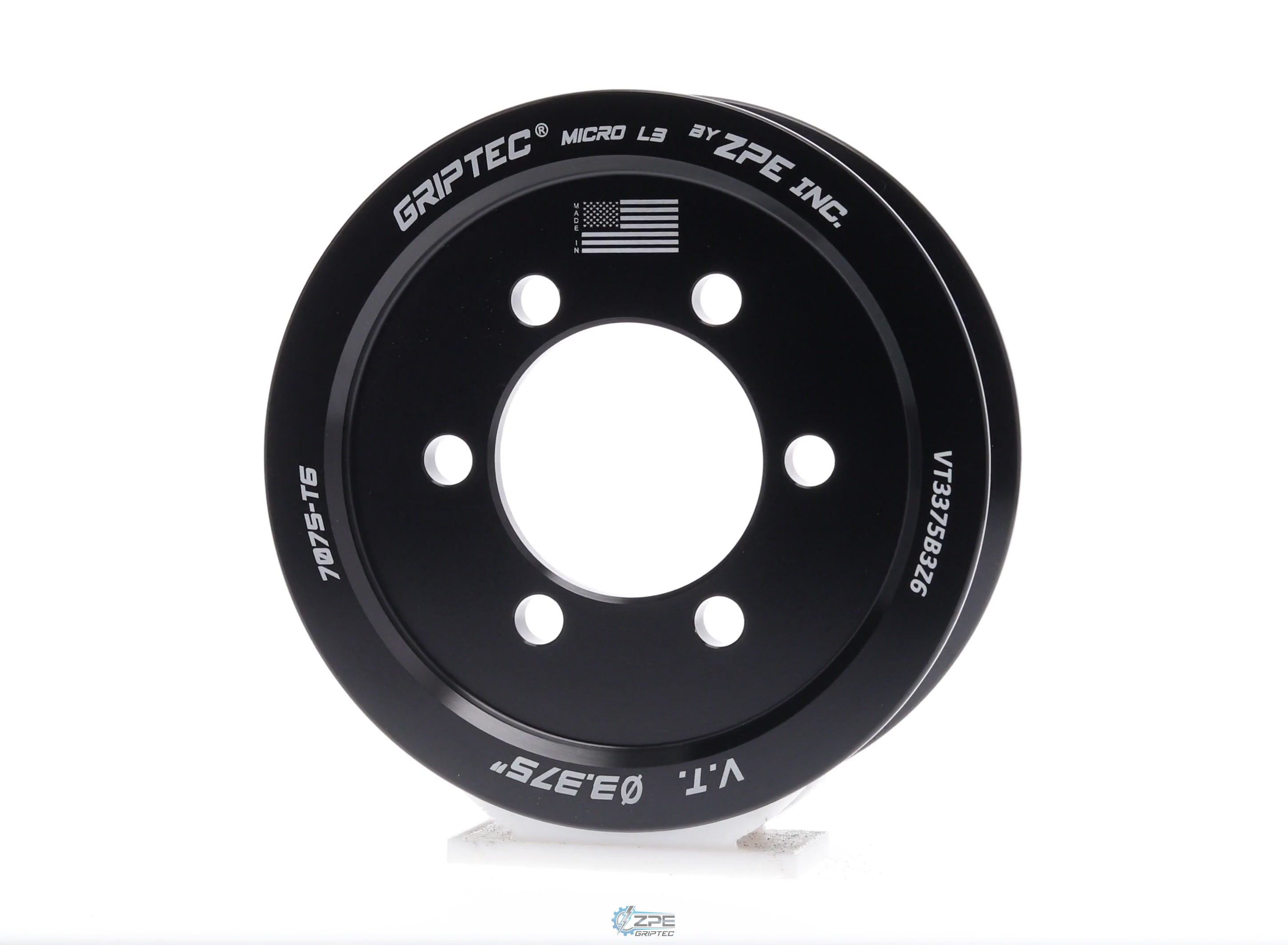 3.375" 6 Rib ZPE GripTec® 2pc Vortech YSi/JT/V3 L3 Black Pulley Only