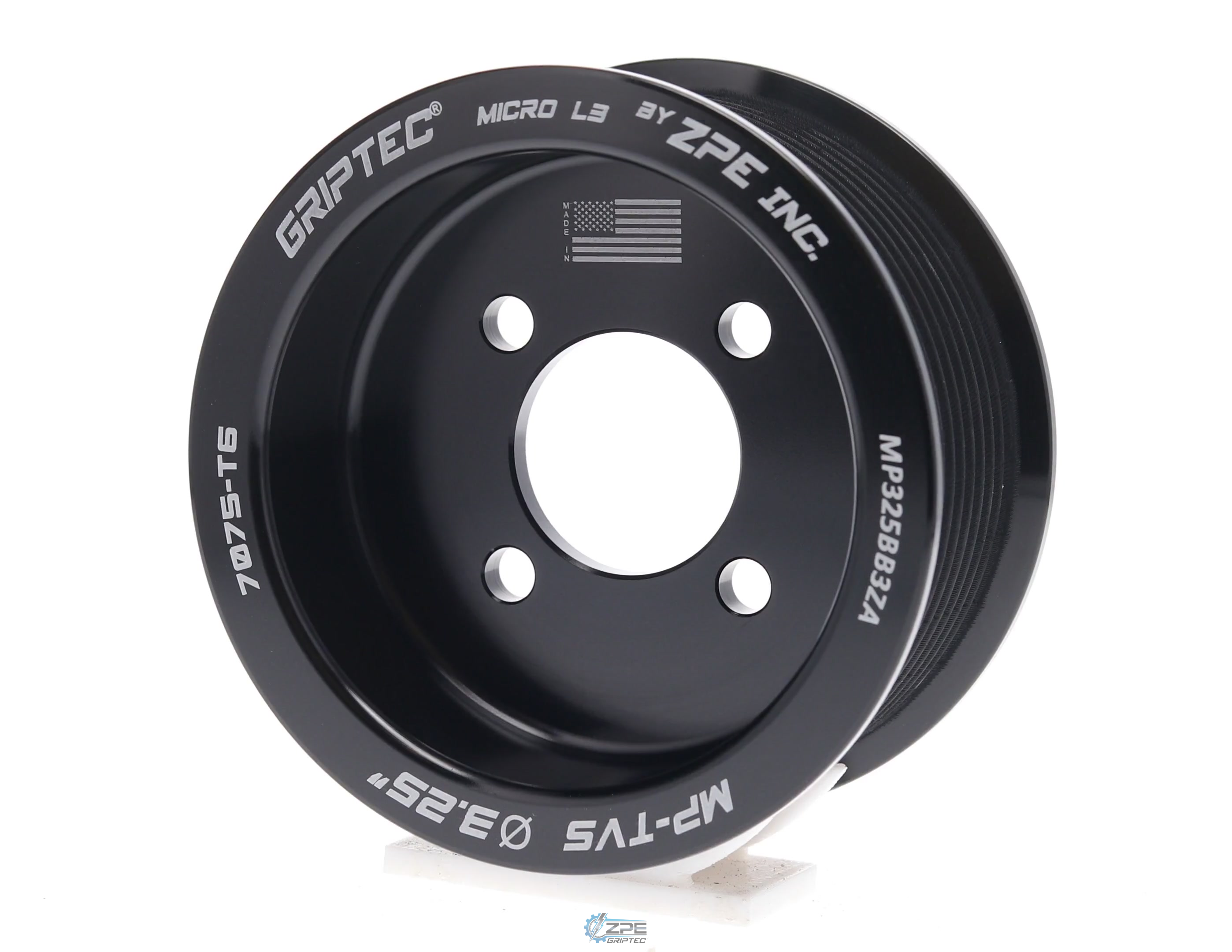 3.25" 10 Rib ZPE GripTec® 2pc Magnuson TVS L3 Black Pulley Only