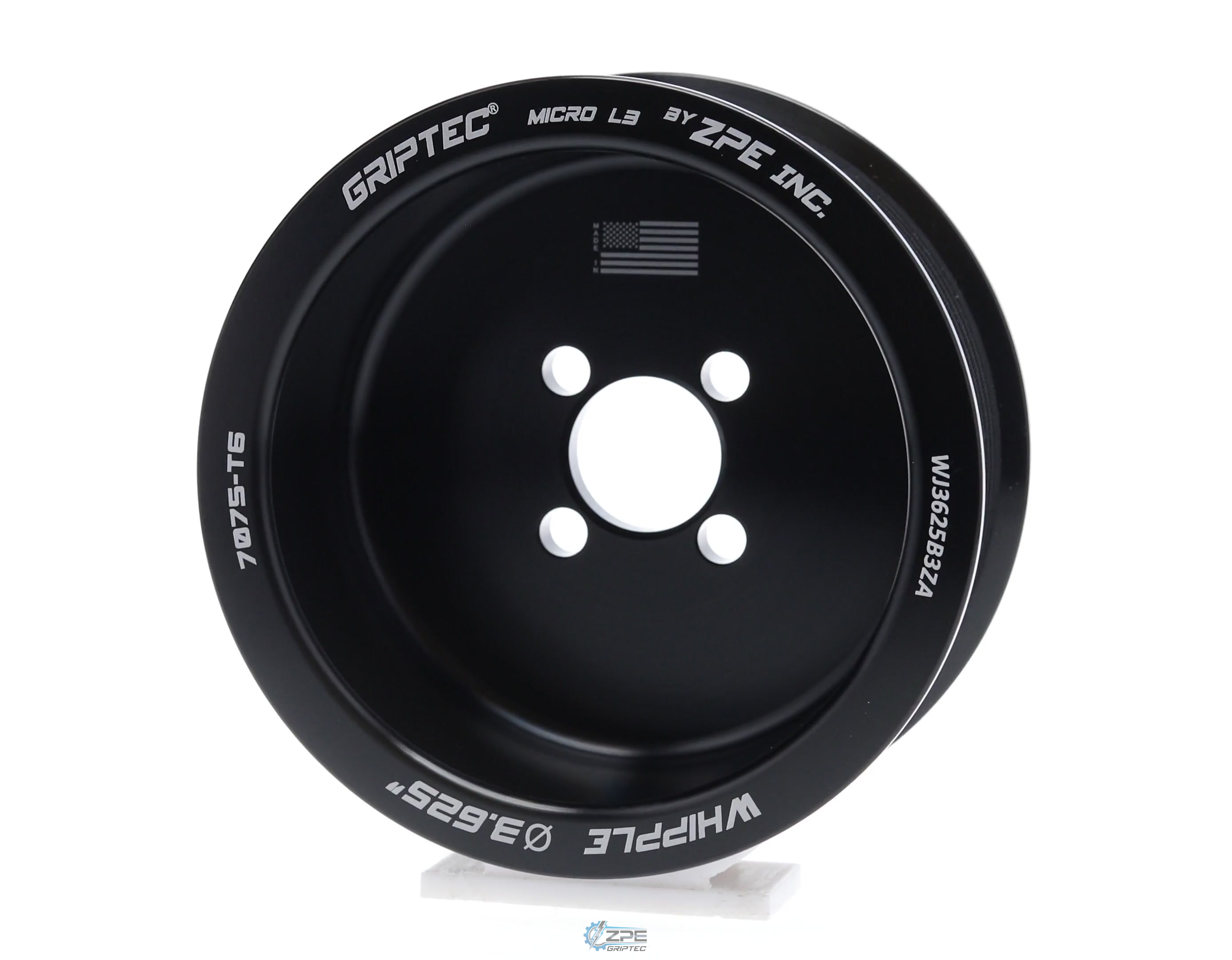 3.625" 10 Rib ZPE GripTec® Whipple Cobra Jet L3 Black Pulley Only