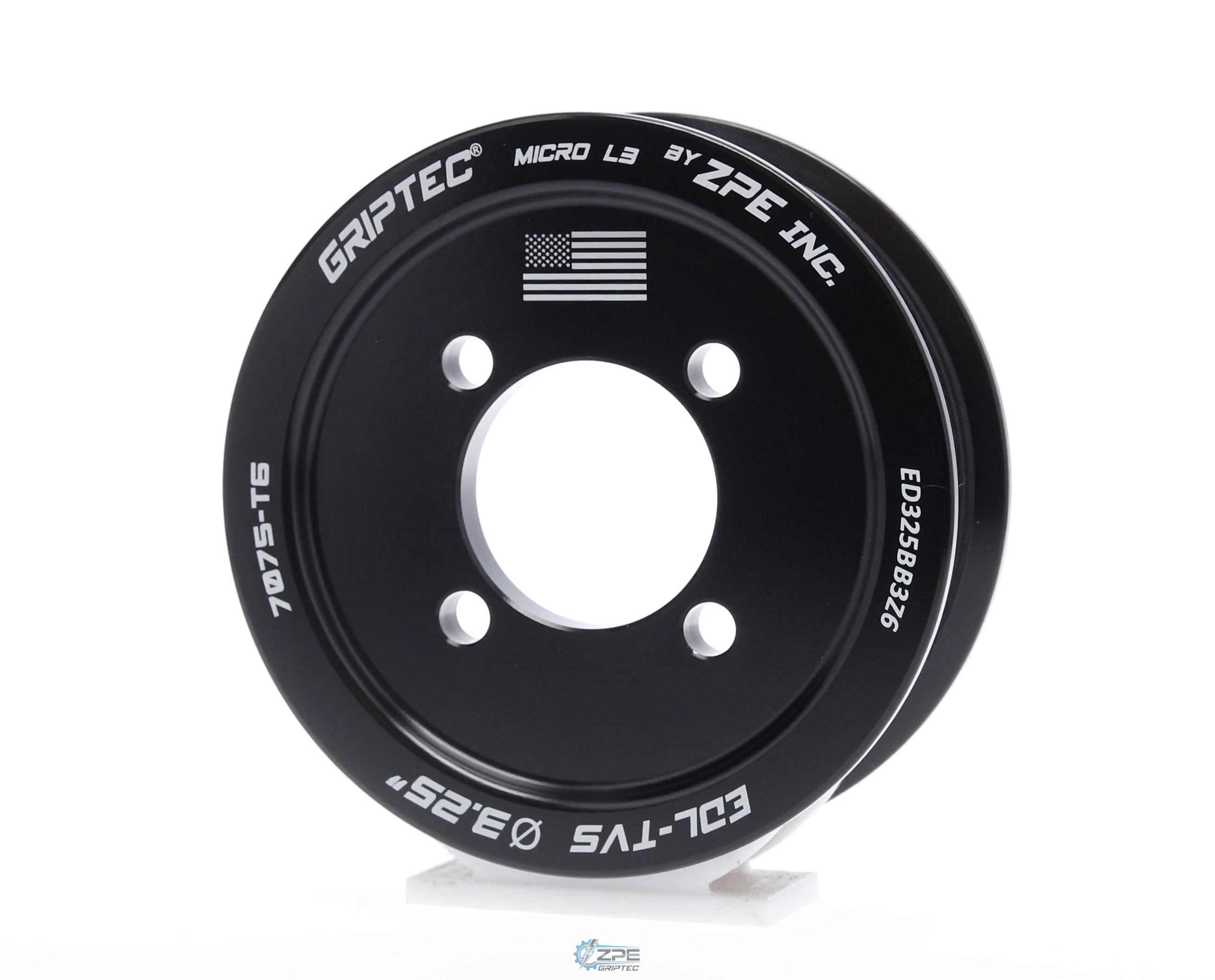 3.25" 6 Rib ZPE GripTec® 2pc Edelbrock TVS L3 Black Pulley Only