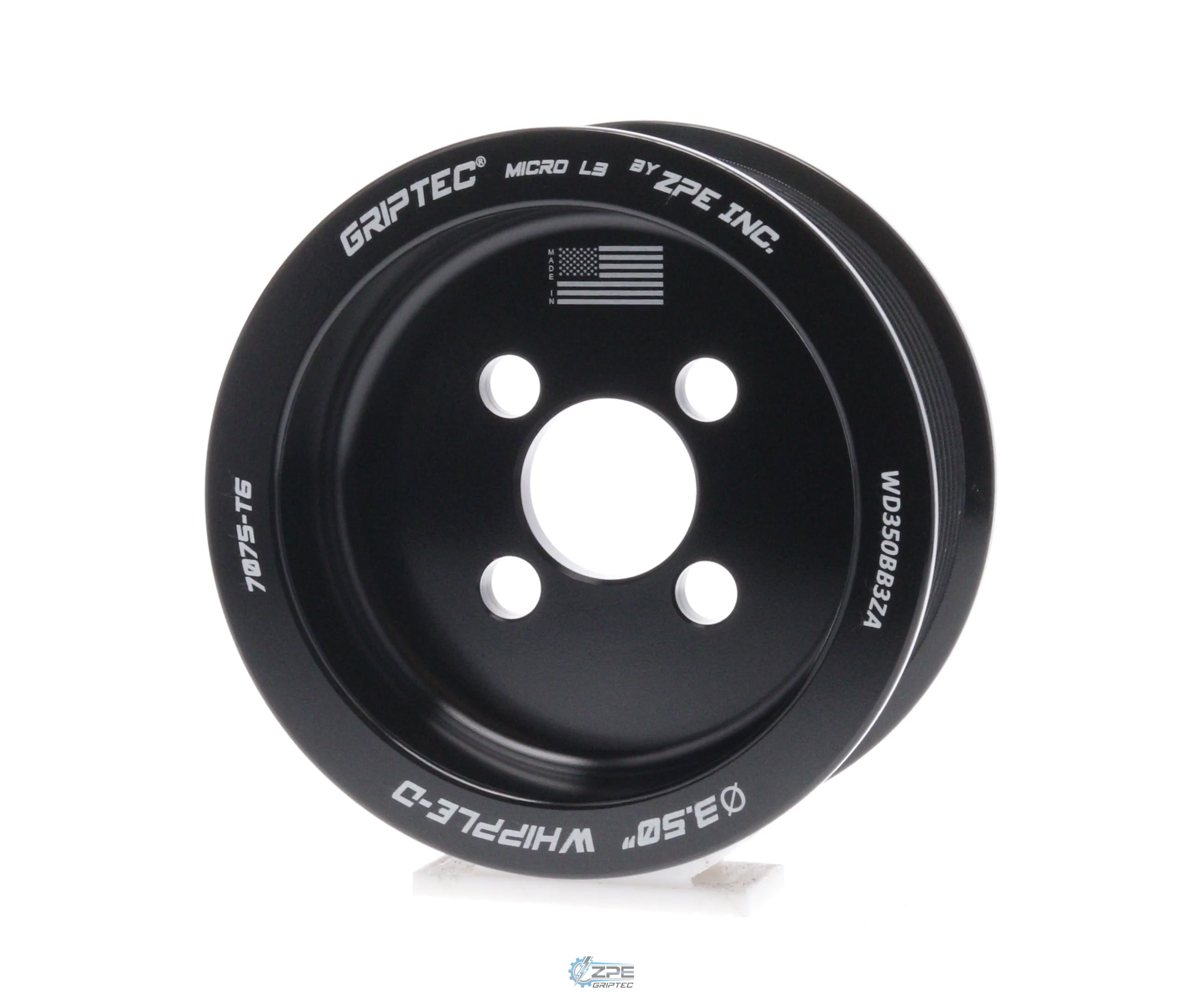 3.50" 10 Rib ZPE GripTec® Whipple 4.5L L3 Black Pulley