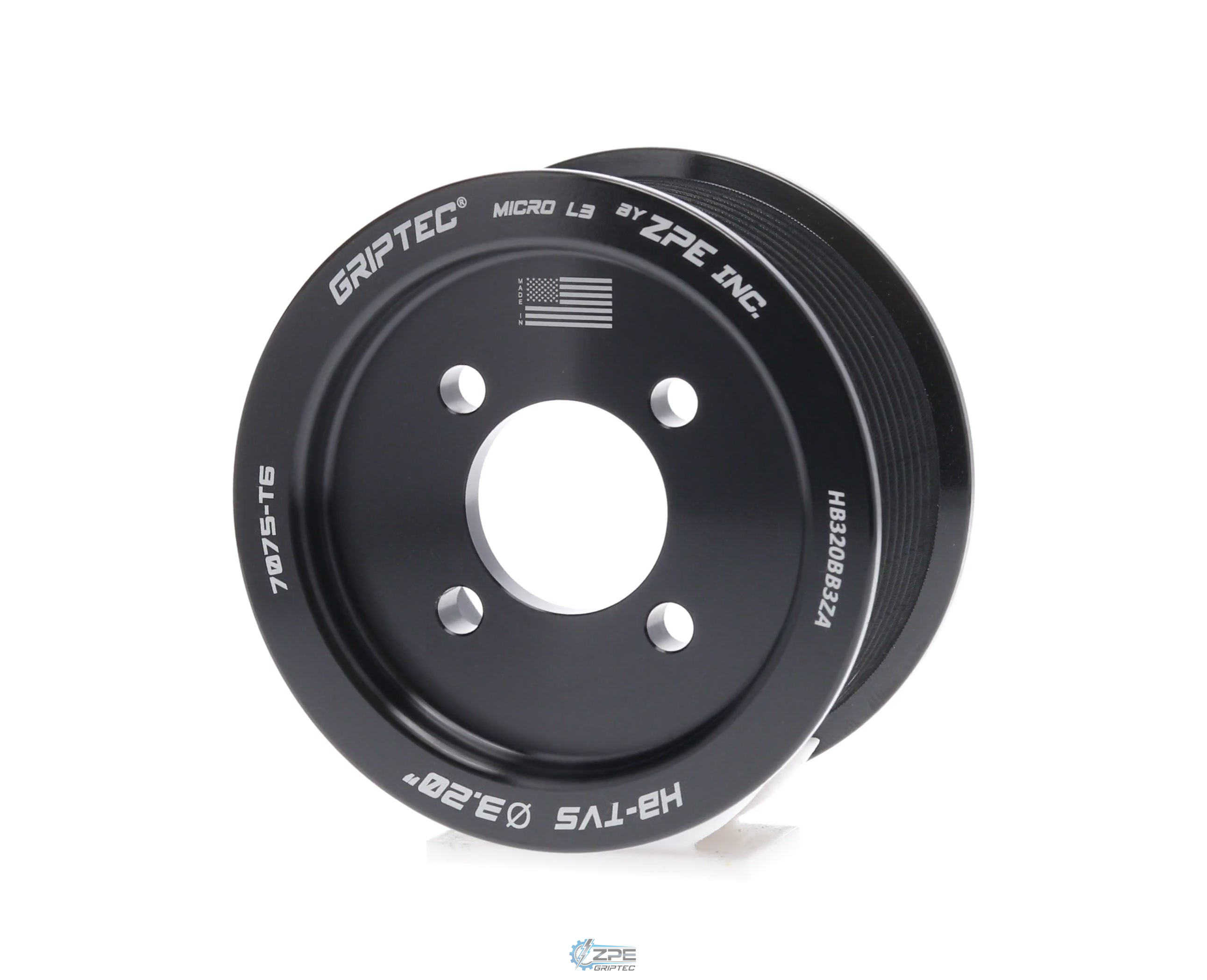 3.20" 10 Rib ZPE GripTec® 2pc Magnuson Heartbeat TVS L3 Black Pulley Only