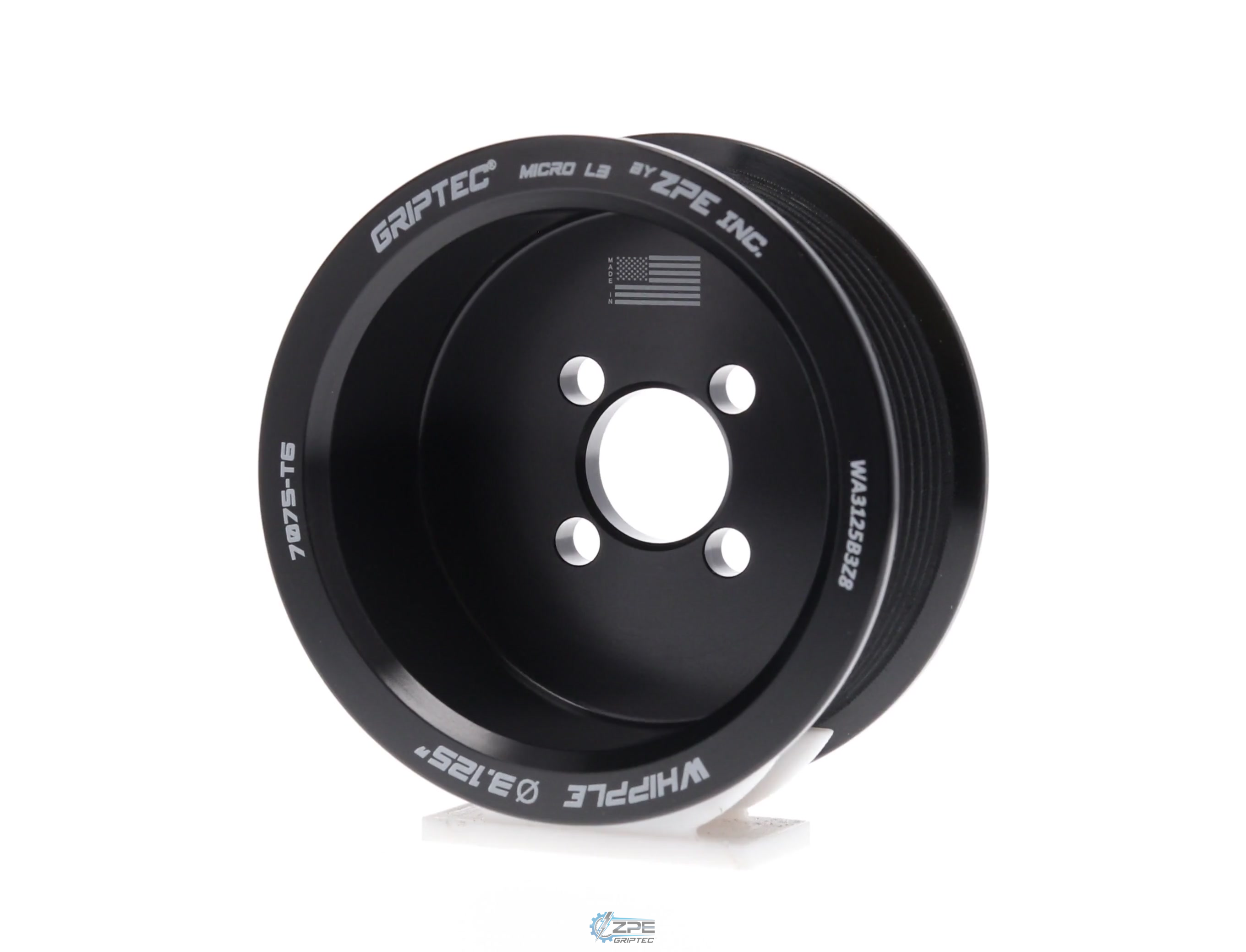 3.125" 8 Rib ZPE GripTec® Whipple Cobra L3 Black Pulley
