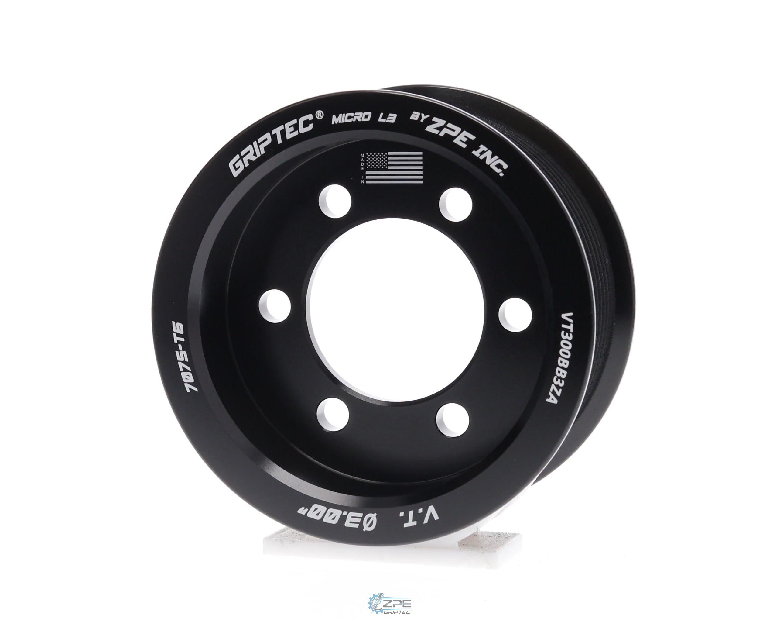 3.00" 10 Rib ZPE GripTec® 2pc Vortech YSi/JT/V3 L3 Black Pulley Only