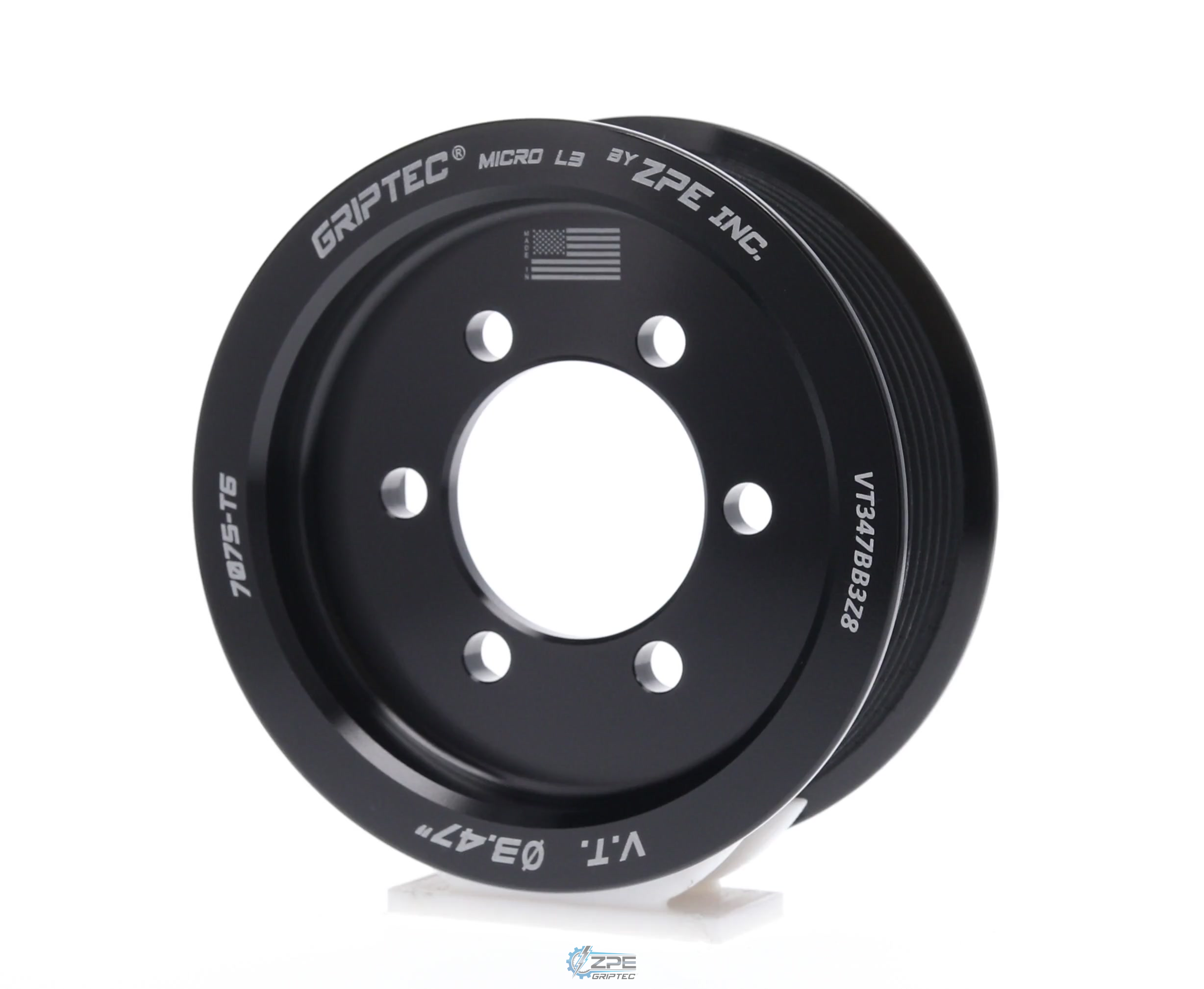 3.47" 8 Rib ZPE GripTec® 2pc Vortech YSi/JT/V3 L3 Black Pulley Only
