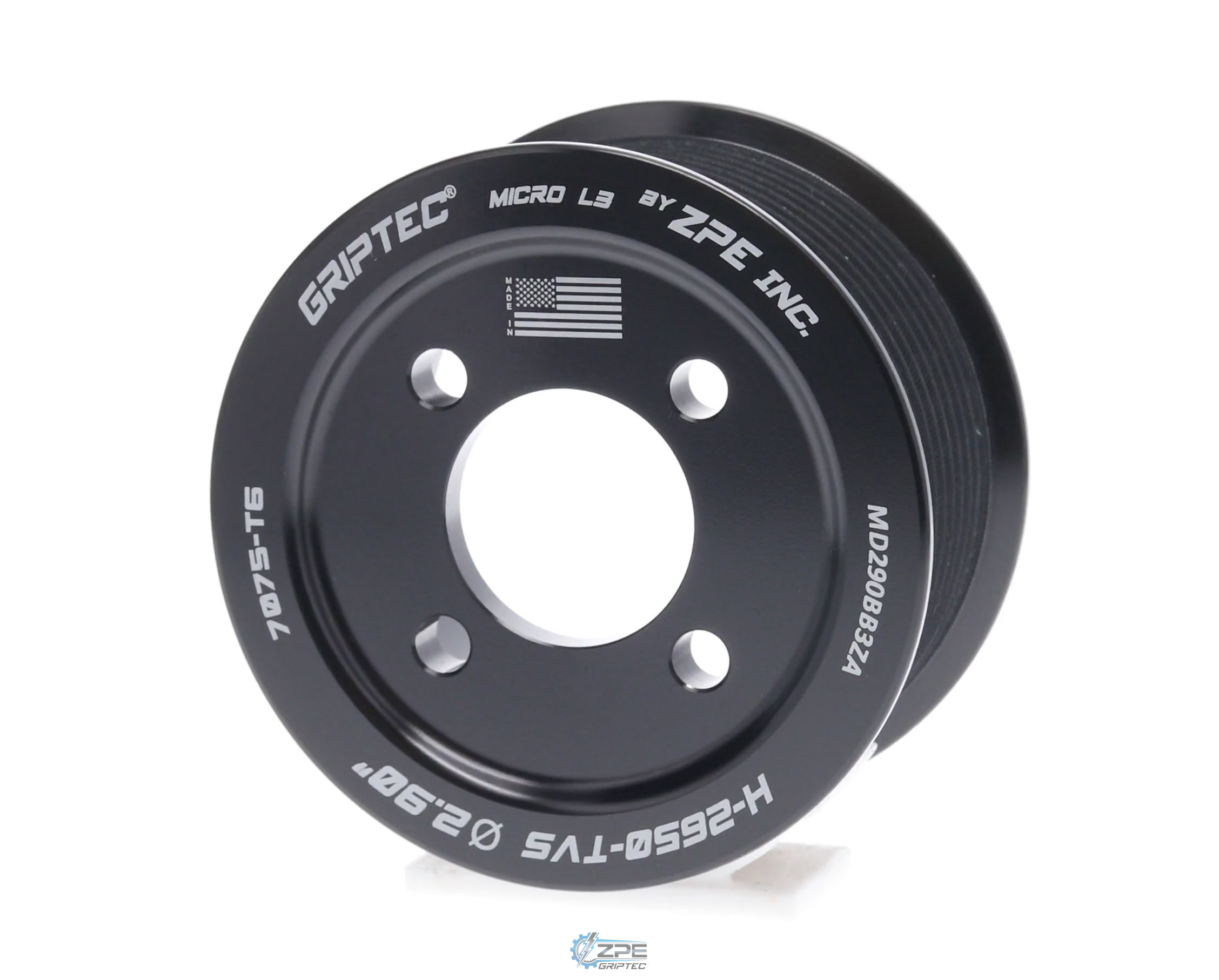 2.90" 10 Rib ZPE GripTec® 2pc Magnuson Dodge Hemi 2650 TVS L3 Black Pulley Only
