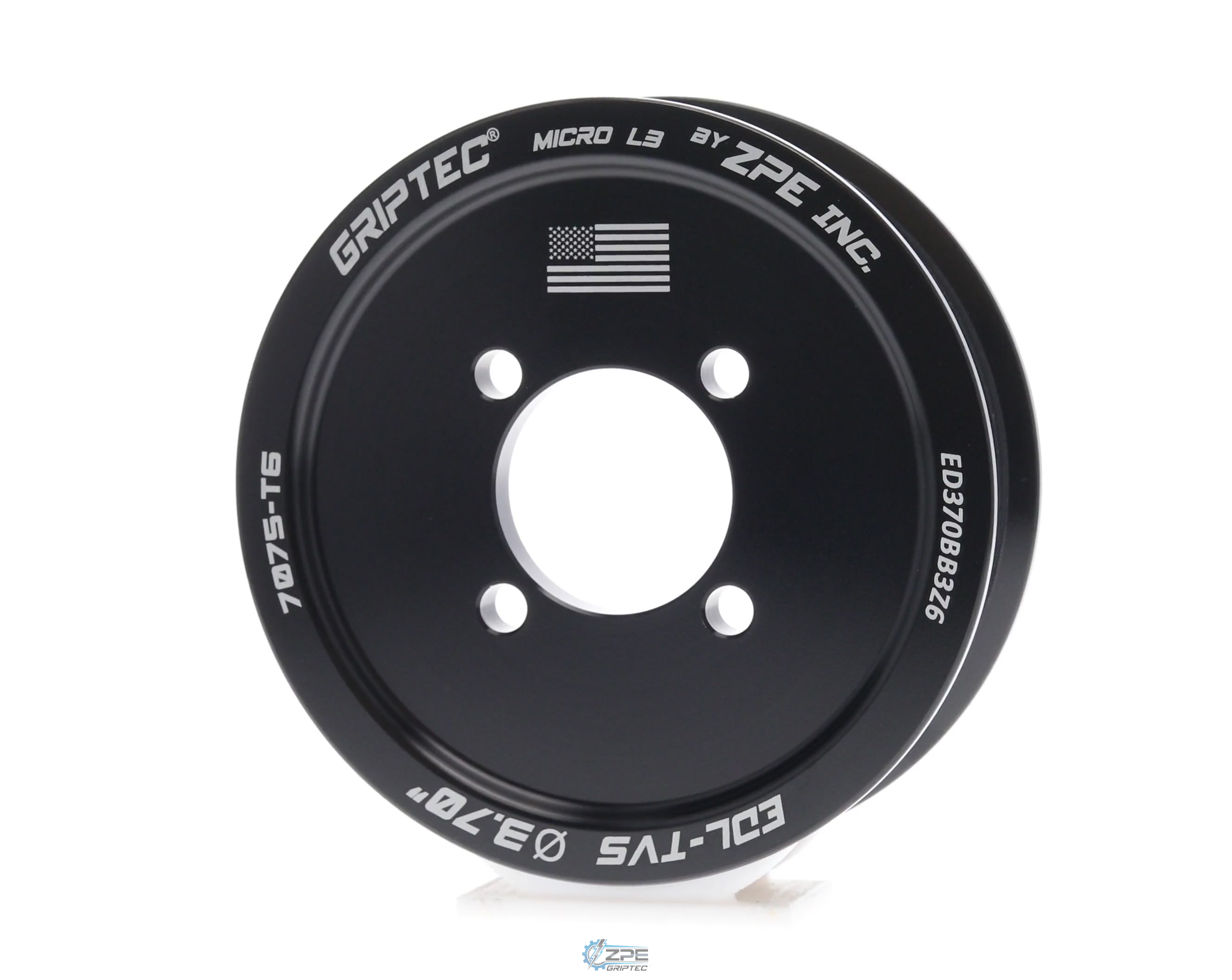 3.70" 6 Rib ZPE GripTec® 2pc Edelbrock TVS L3 Black Pulley Only