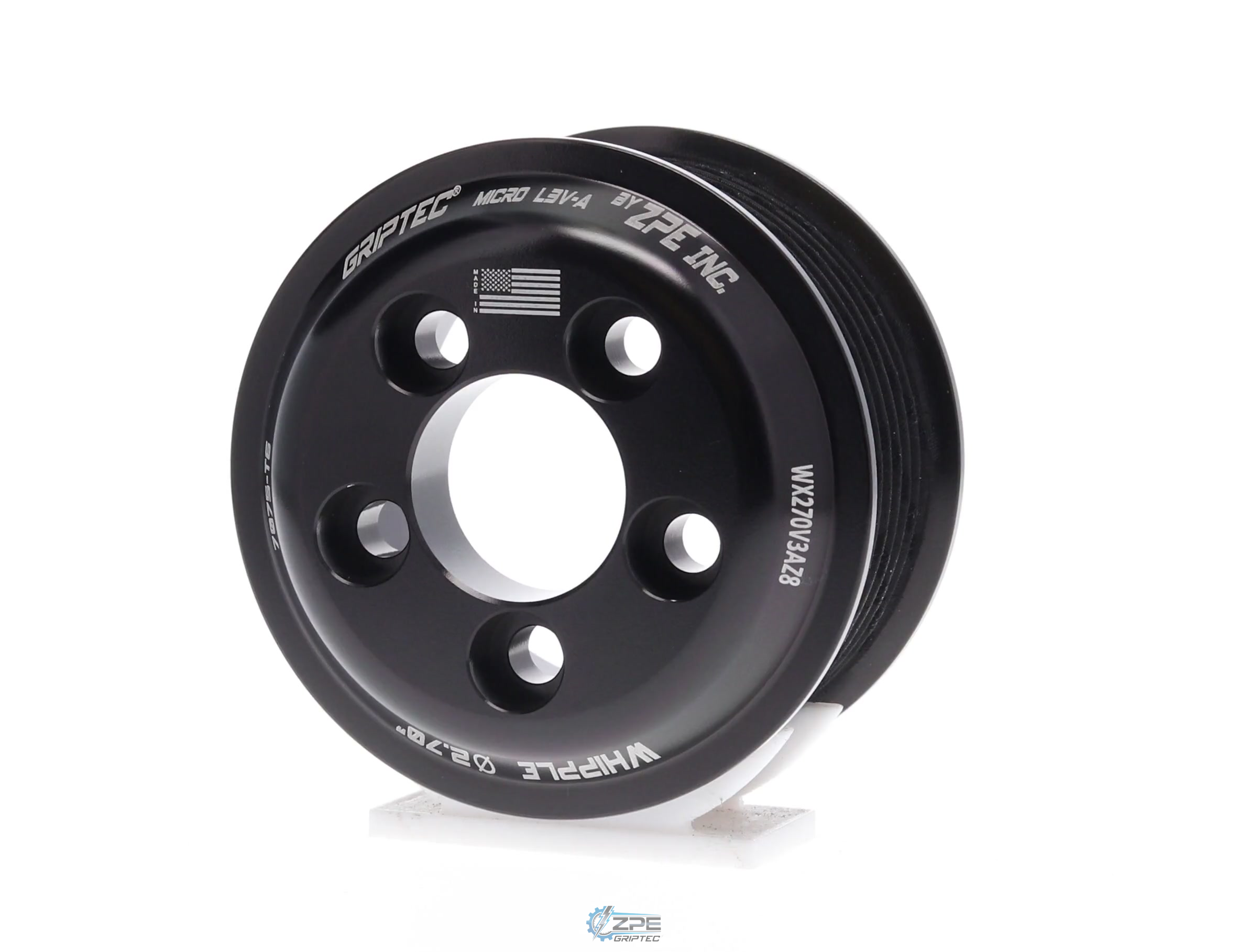 2.70" 8 Rib ZPE GripTec® Whipple 5 Bolt L3V-A Black Pulley Only