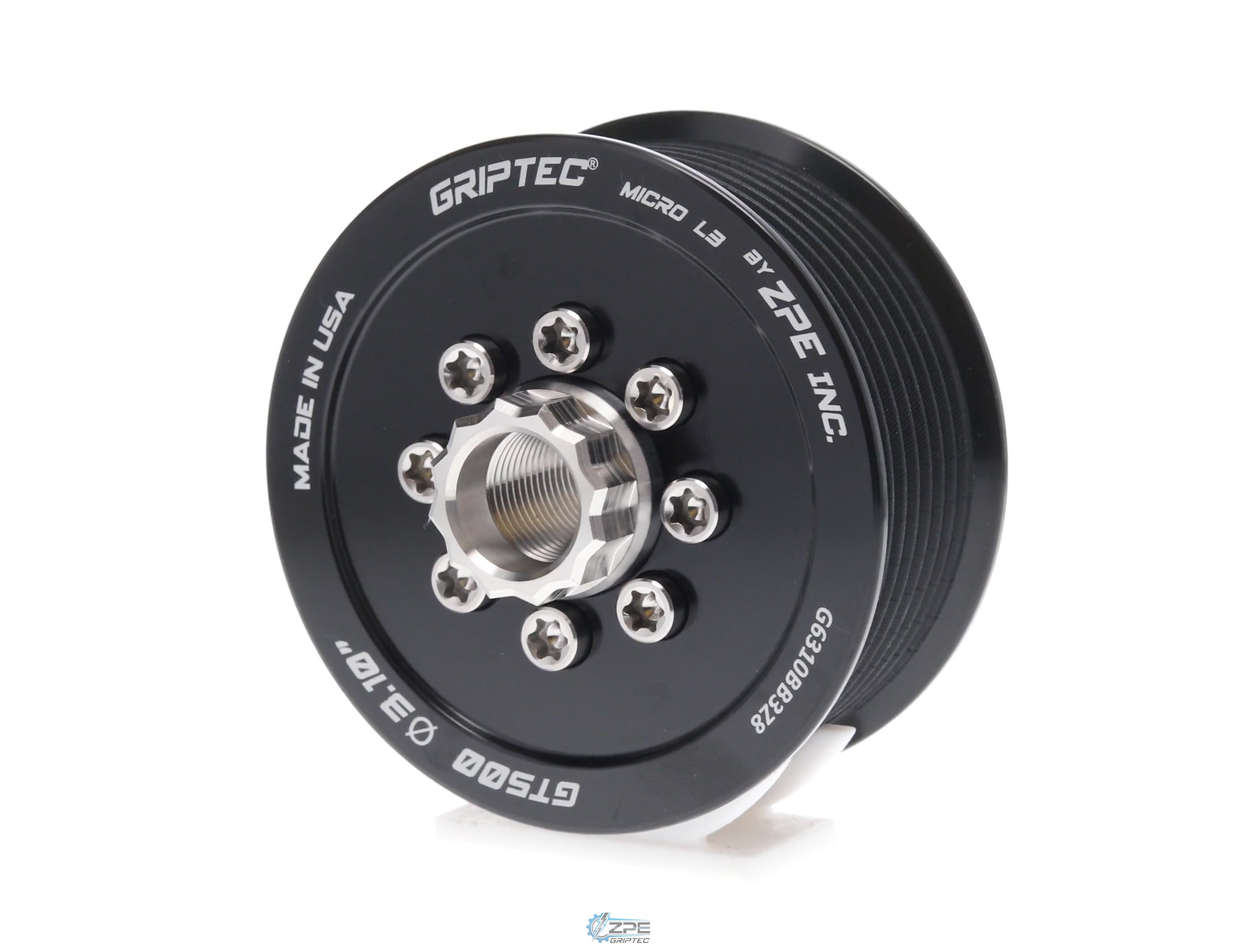 3.10" 8 Rib ZPE GripTec® 2pc 2020+ GT500 L3 Black Pulley & Hub Kit
