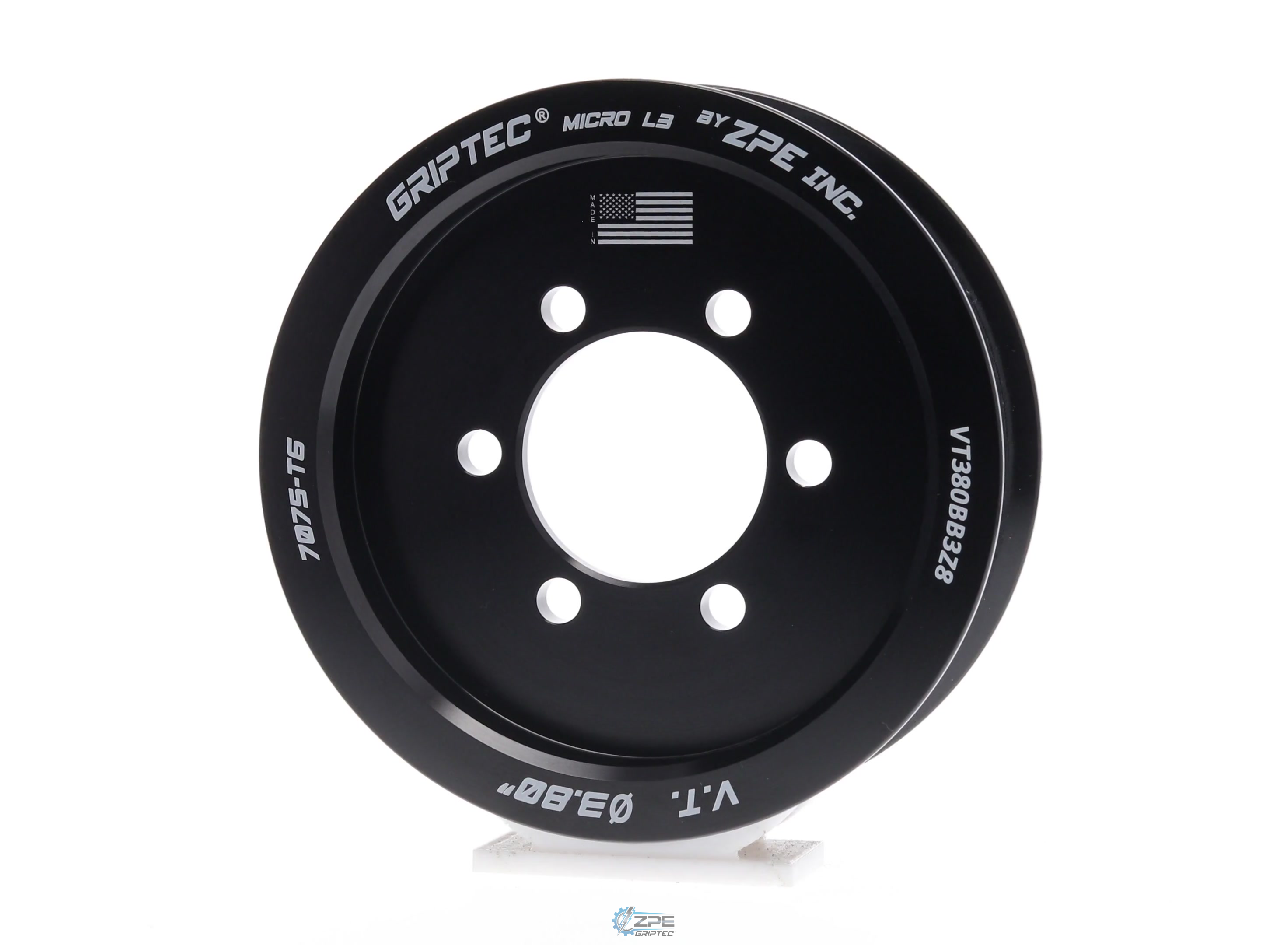 3.80" 8 Rib ZPE GripTec® 2pc Vortech YSi/JT/V3 L3 Black Pulley Only