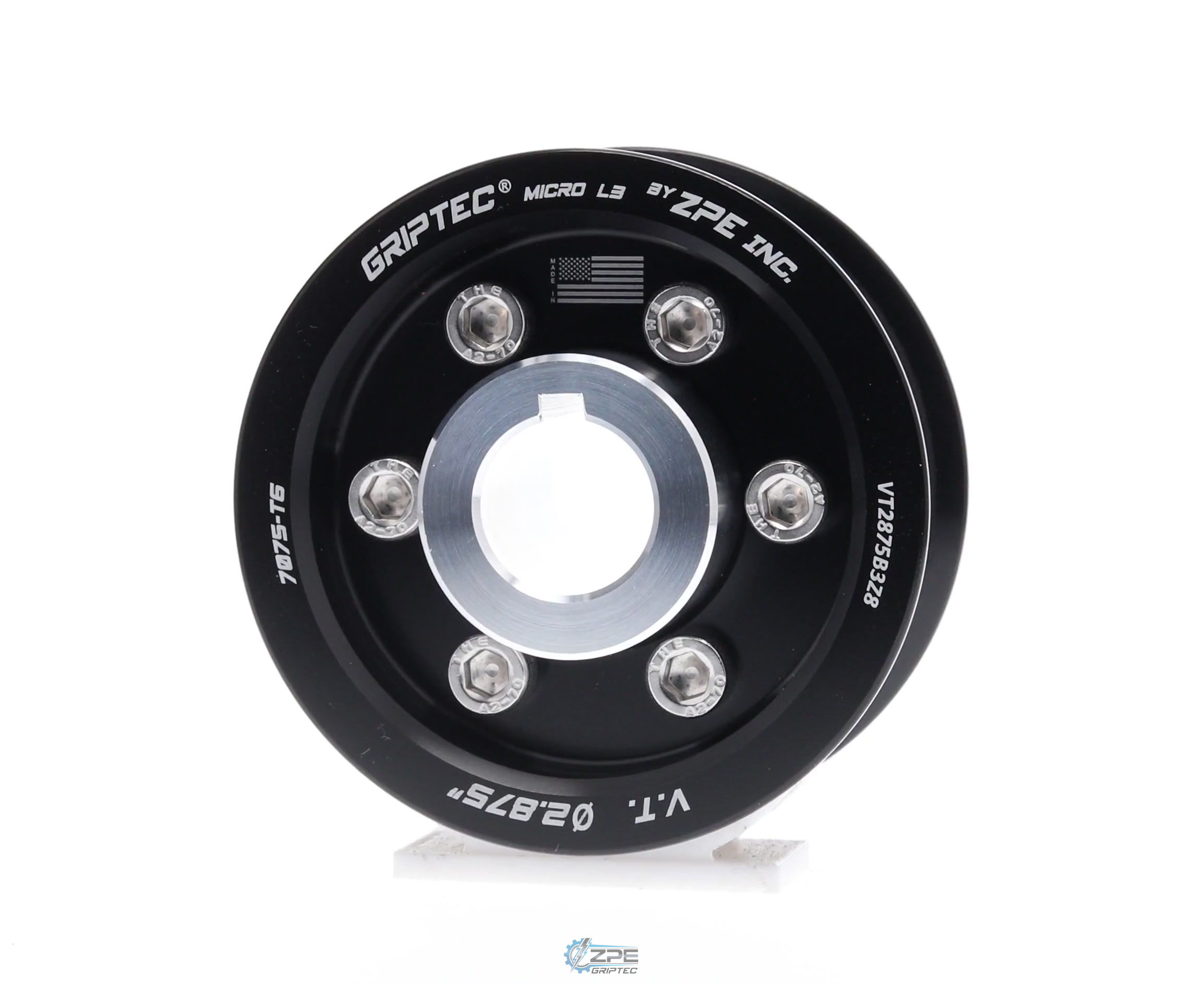 2.875" 8 Rib ZPE GripTec® 2pc Vortech YSi/JT/V3 L3 Black Pulley & Hub Kit