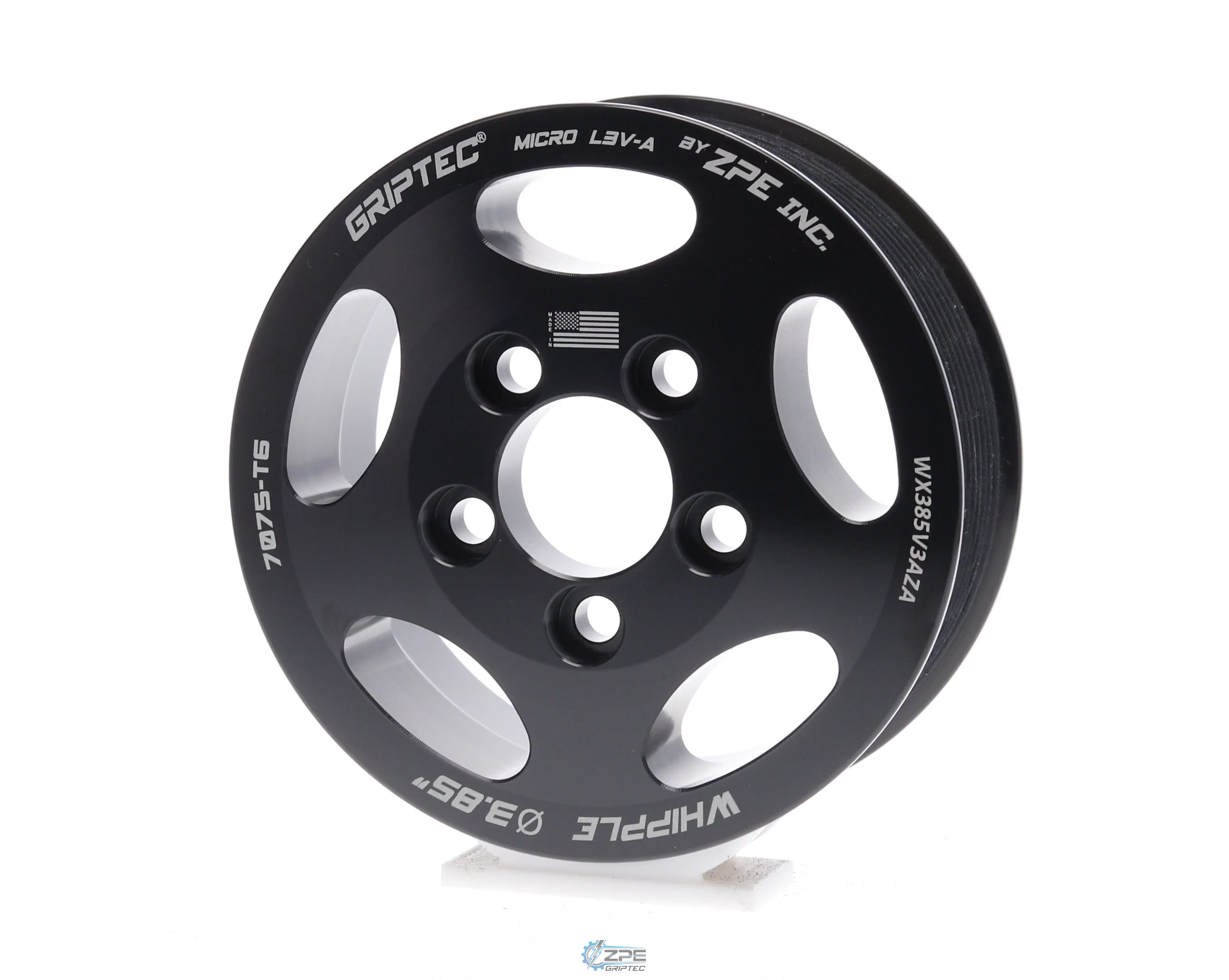 3.85" 10 Rib ZPE GripTec® Whipple 5 Bolt L3V-A Black Pulley Only