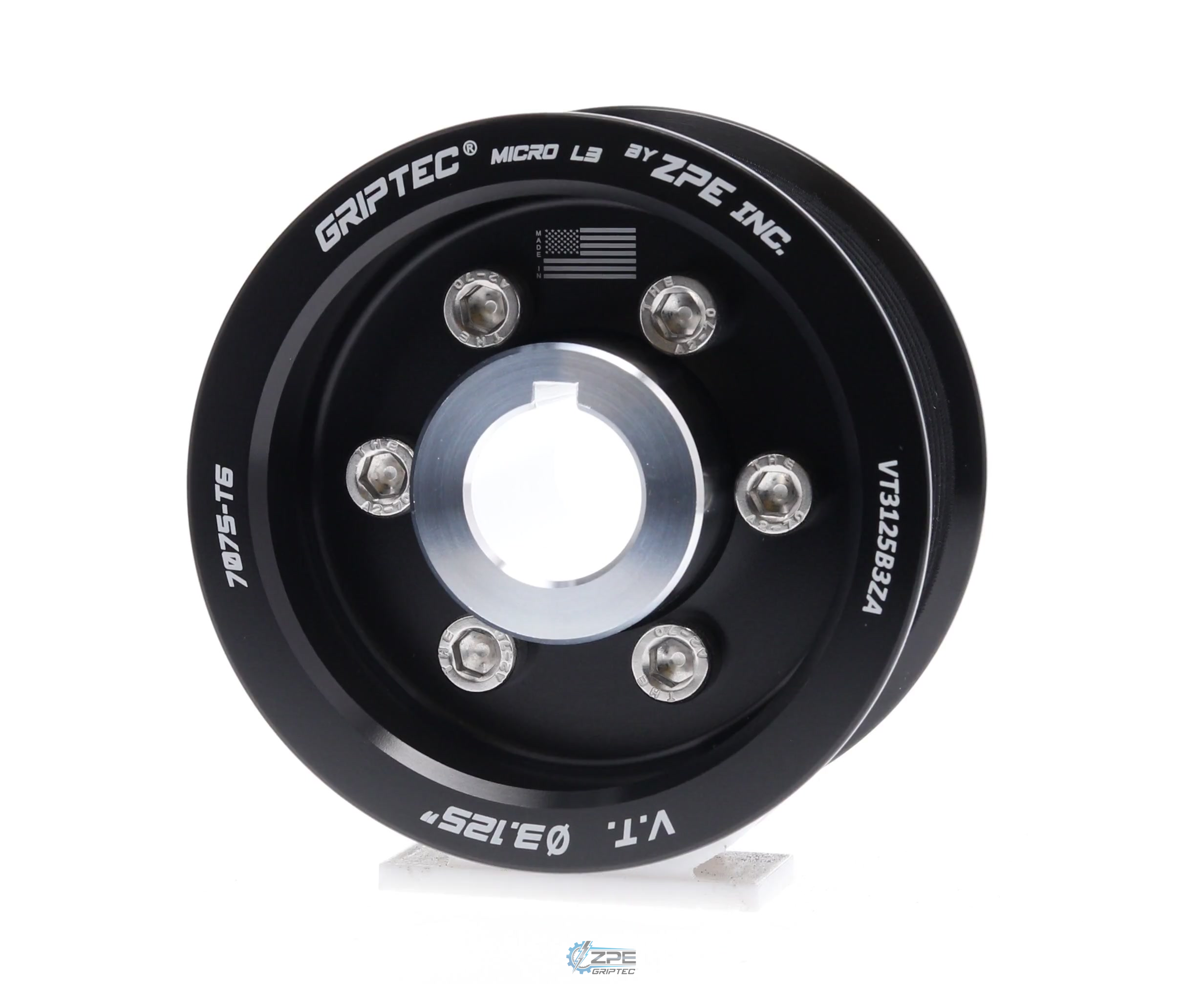 3.125" 10 Rib ZPE GripTec® 2pc Vortech YSi/JT/V3 L3 Black Pulley & Hub Kit