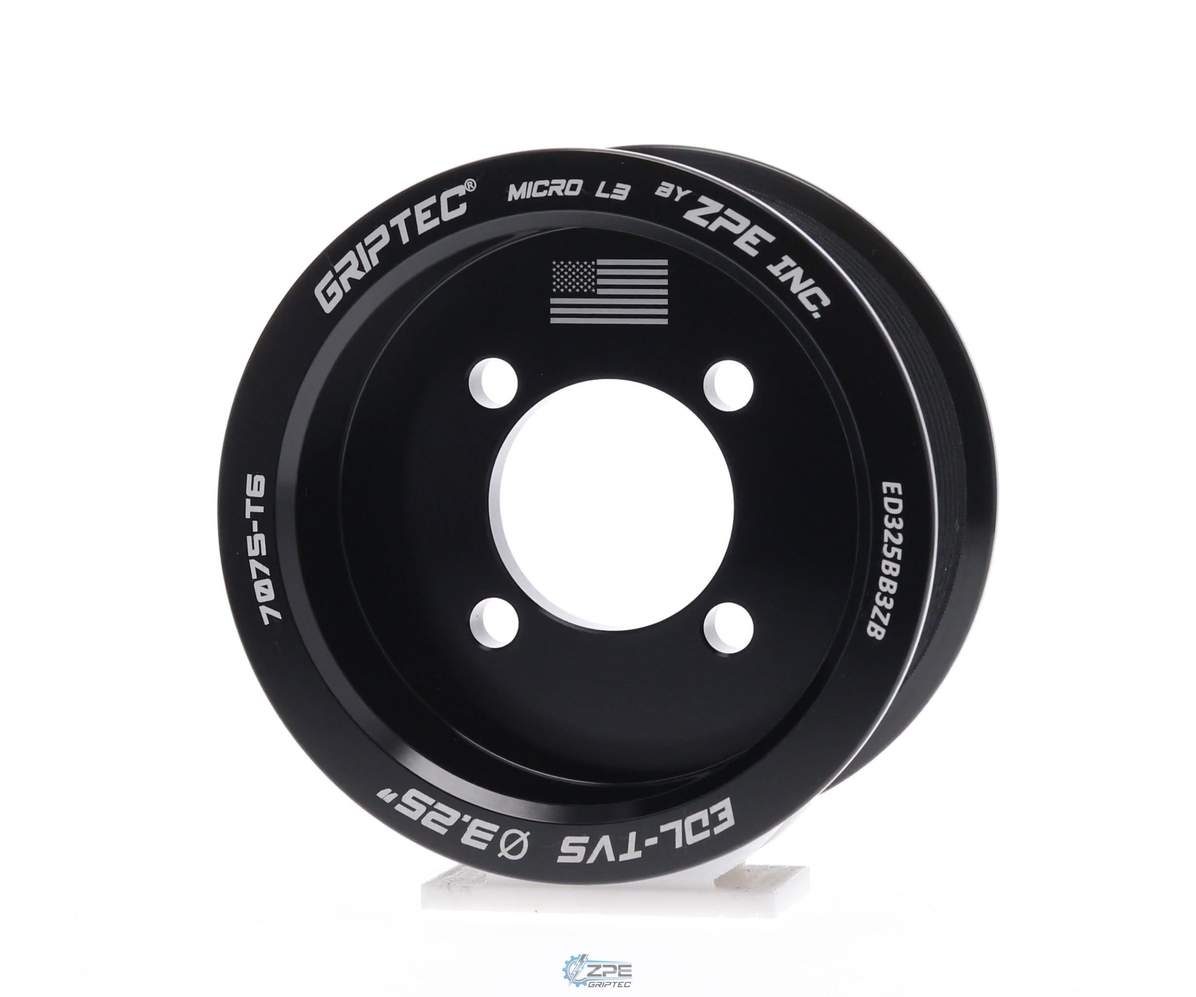 3.25" 11 Rib ZPE GripTec® 2pc Edelbrock TVS L3 Black Pulley Only