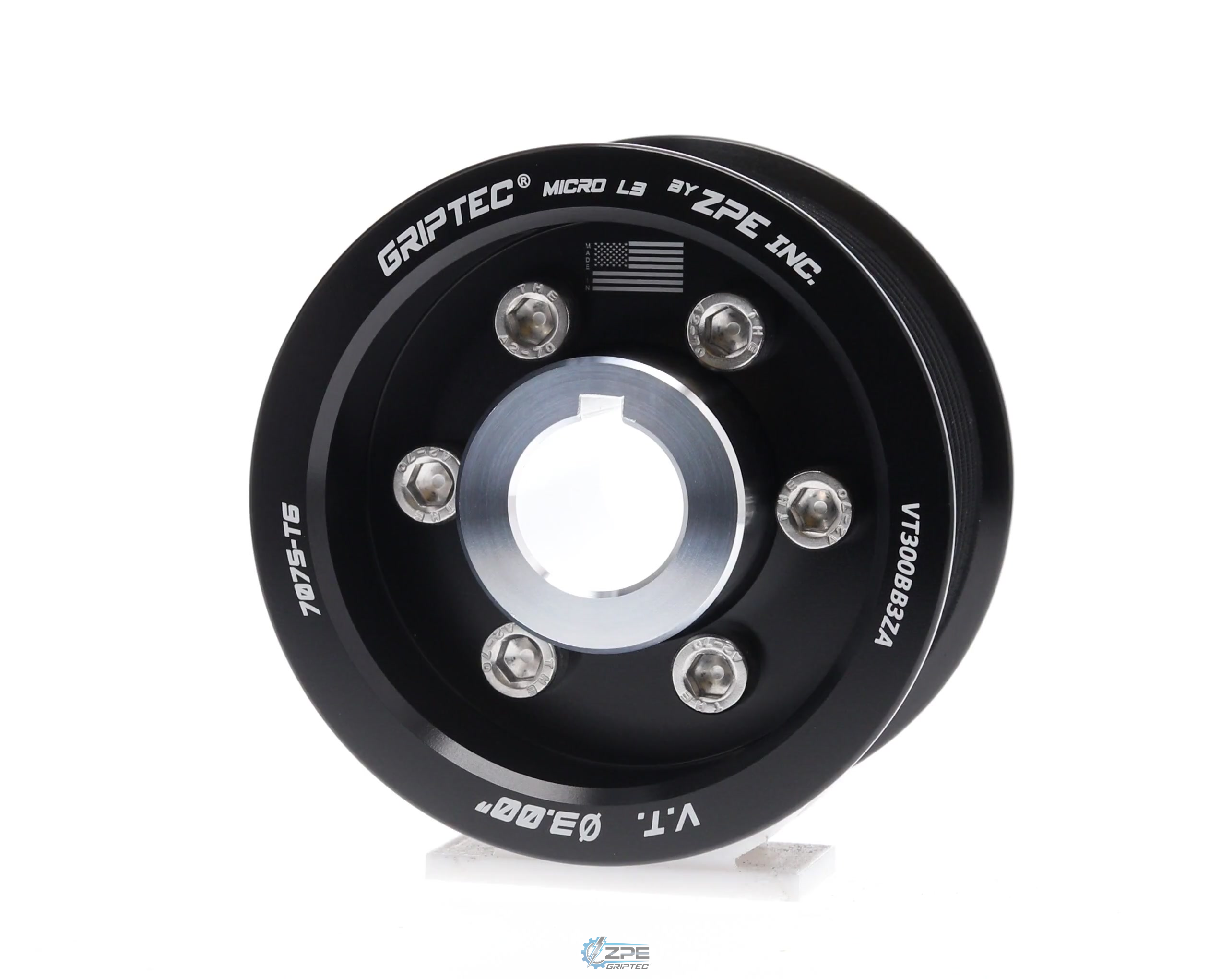 3.00" 10 Rib ZPE GripTec® 2pc Vortech YSi/JT/V3 L3 Black Pulley & Hub Kit
