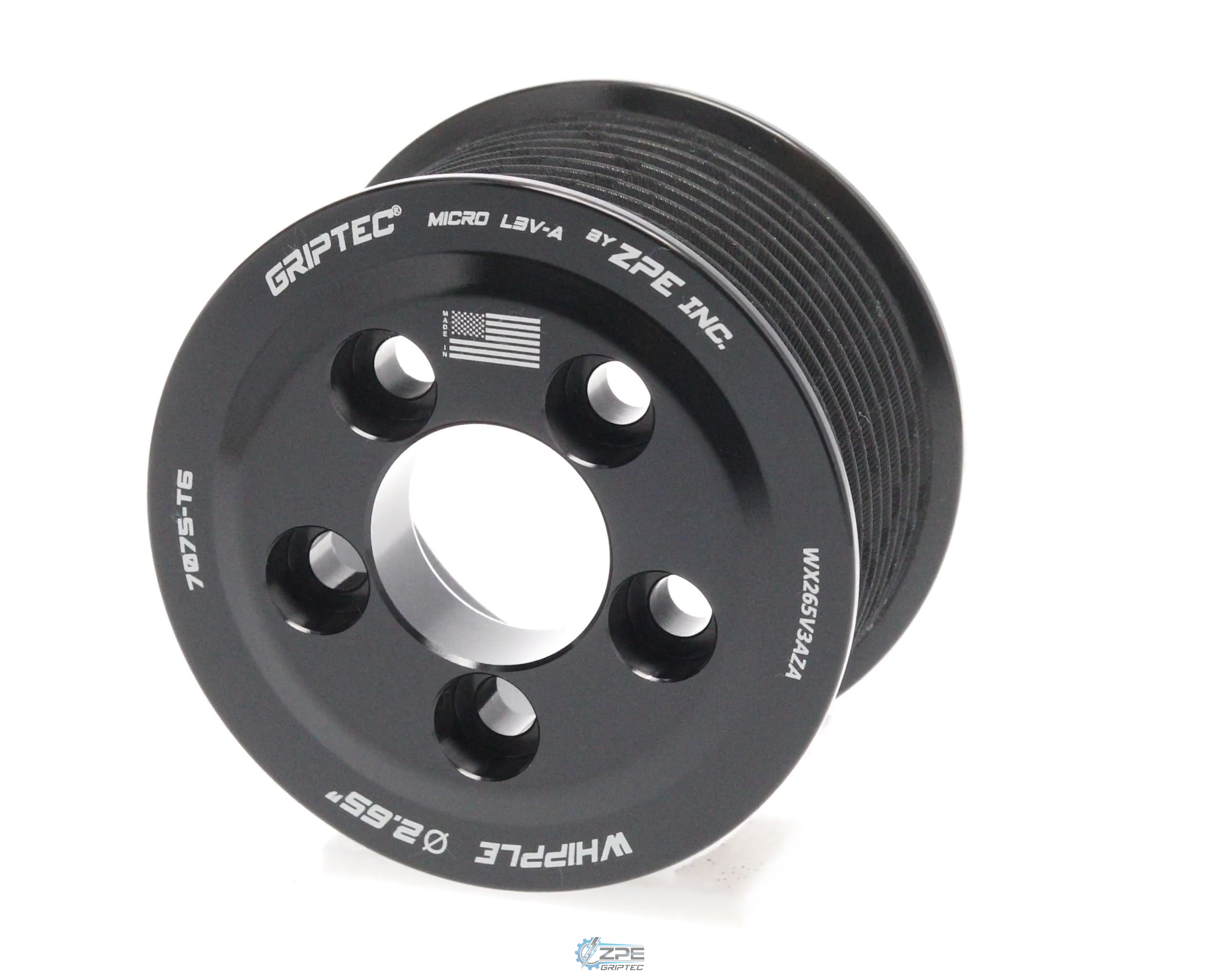 2.65" 10 Rib ZPE GripTec® Whipple 5 Bolt L3V-A Black Pulley Only