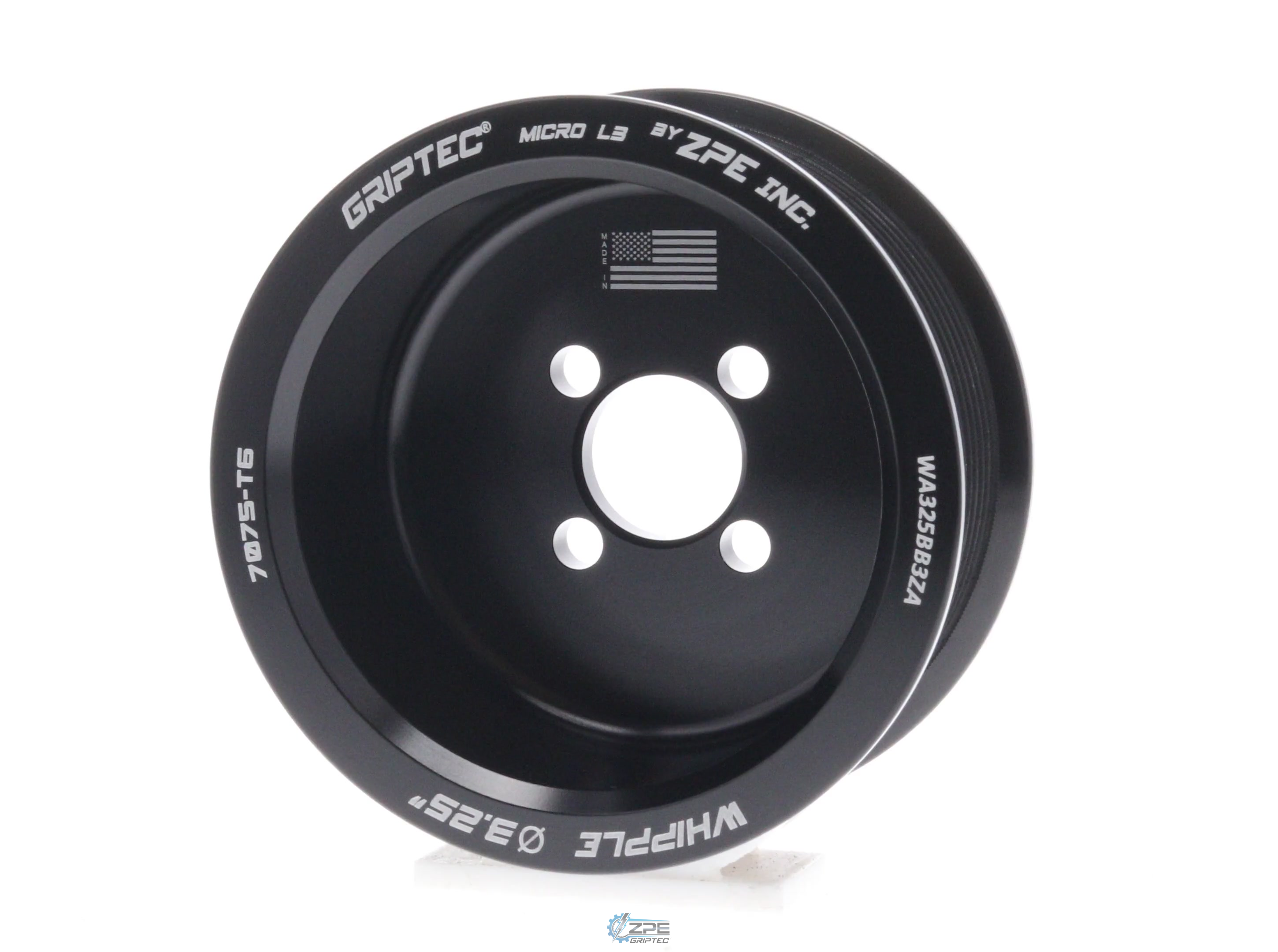 3.25" 10 Rib ZPE GripTec® Whipple Cobra L3 Black Pulley