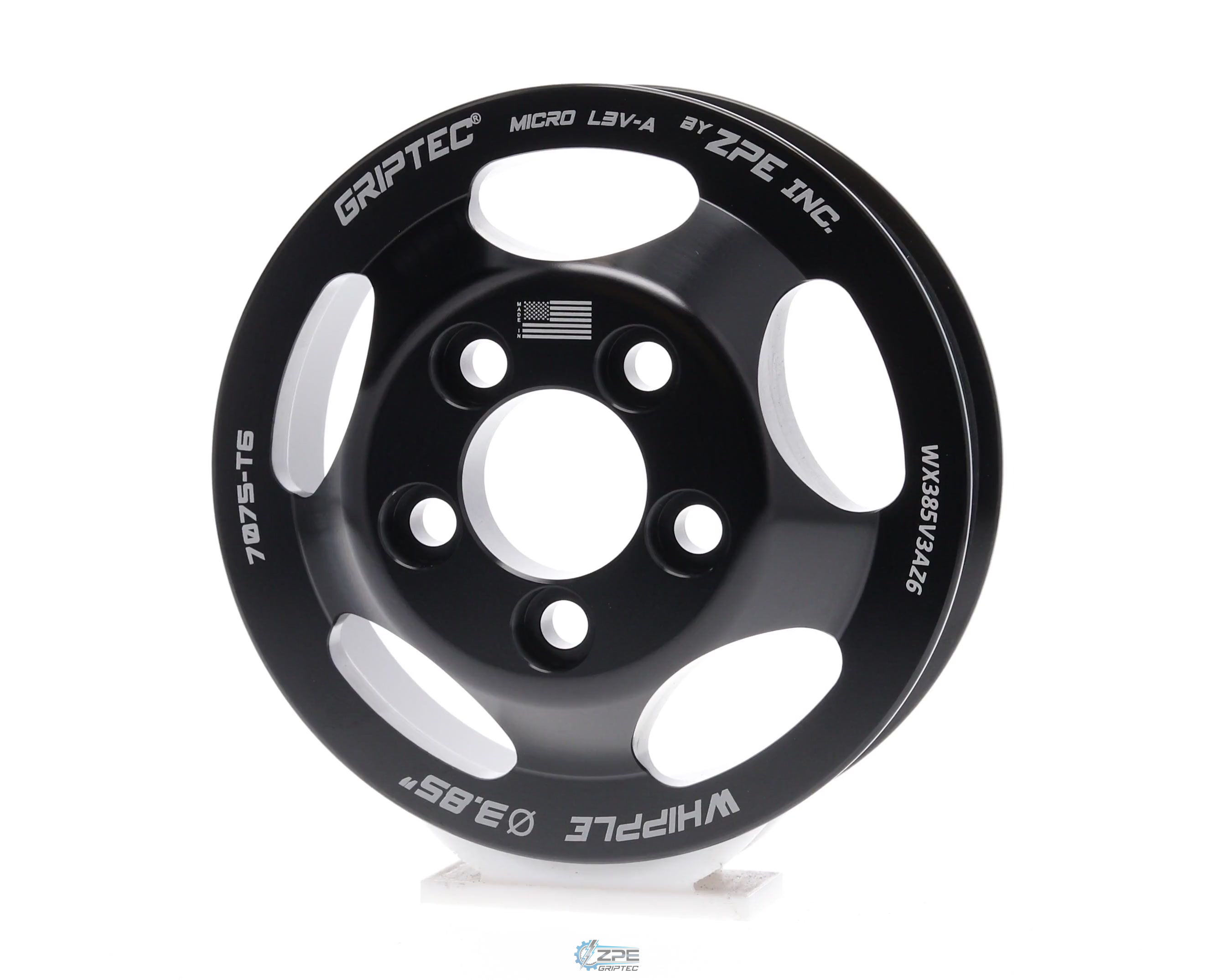 3.85" 6 Rib ZPE GripTec® Whipple 5 Bolt L3V-A Black Pulley Only