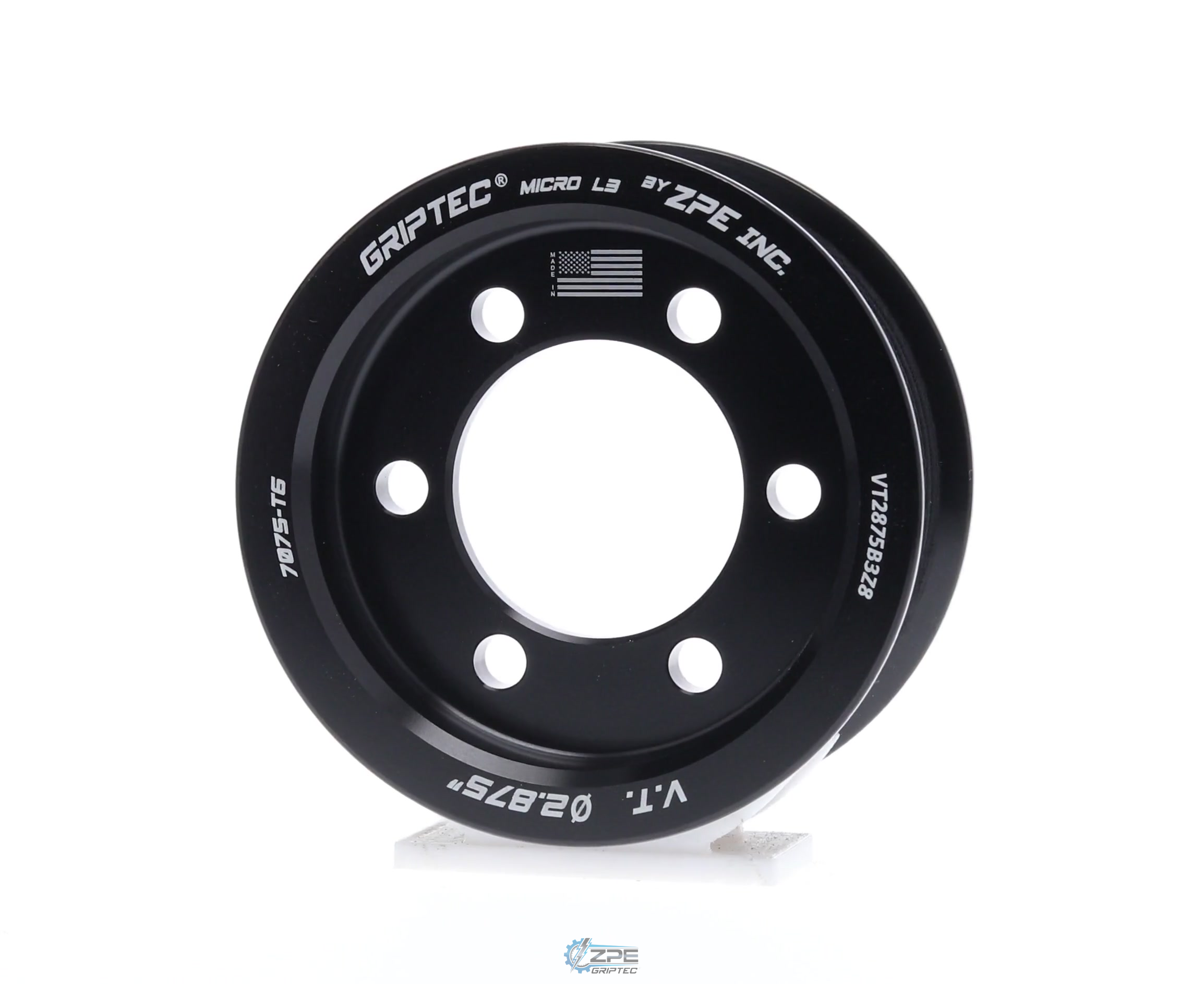 2.875" 8 Rib ZPE GripTec® 2pc Vortech YSi/JT/V3 L3 Black Pulley Only