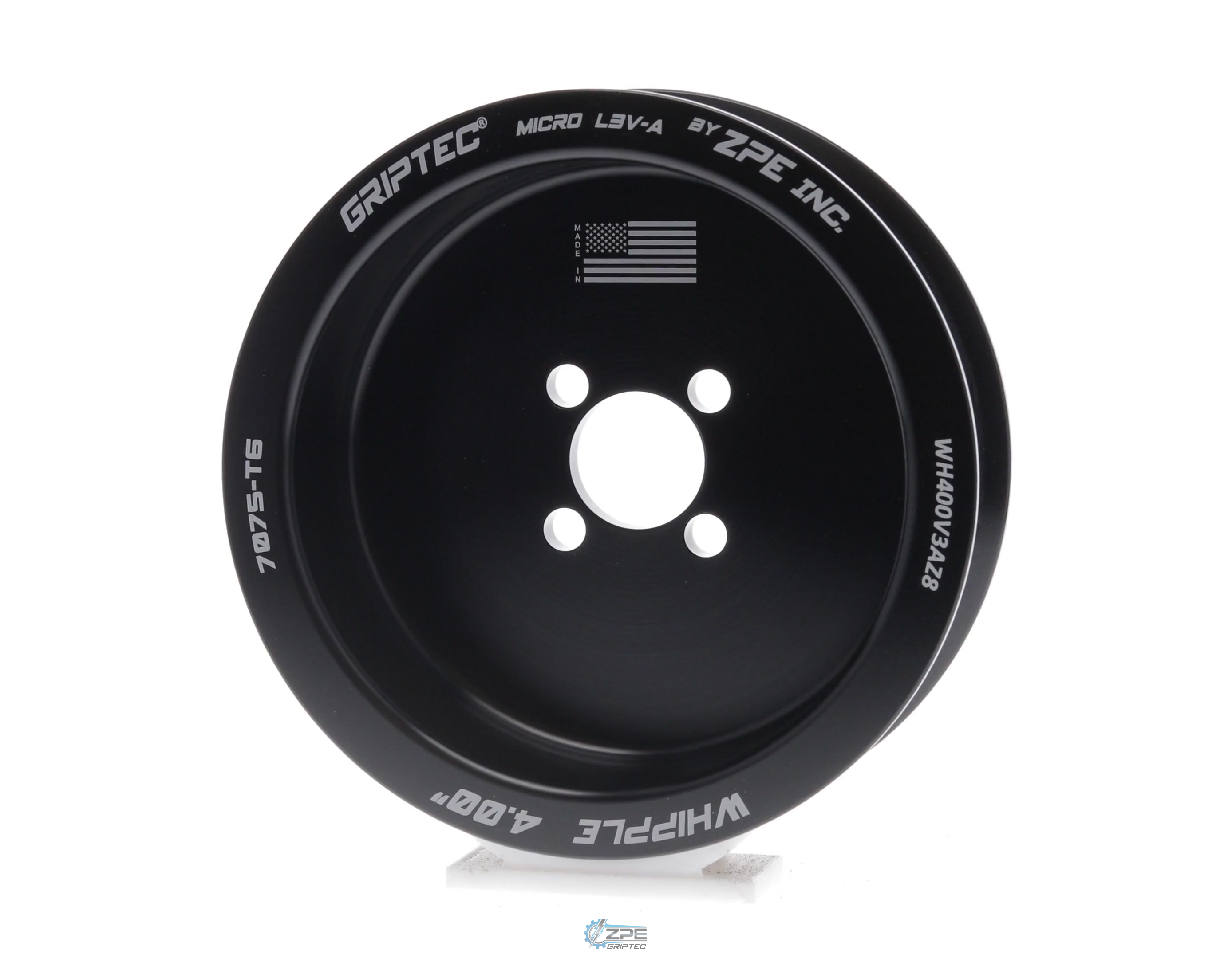 4.00" 8 Rib ZPE GripTec® Whipple Standard L3V-A Black Pulley