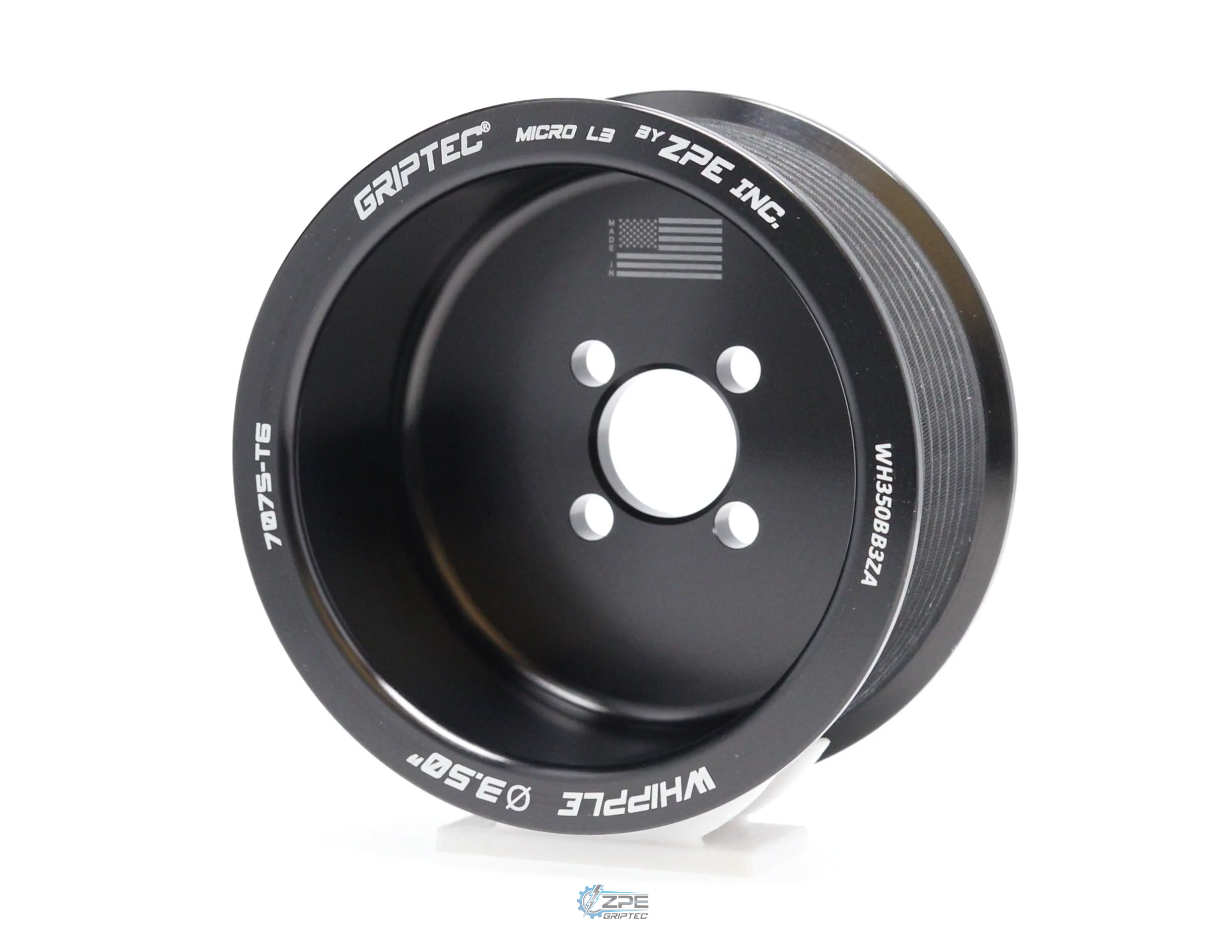 3.50" 10 Rib ZPE GripTec® Whipple Standard L3 Black Pulley