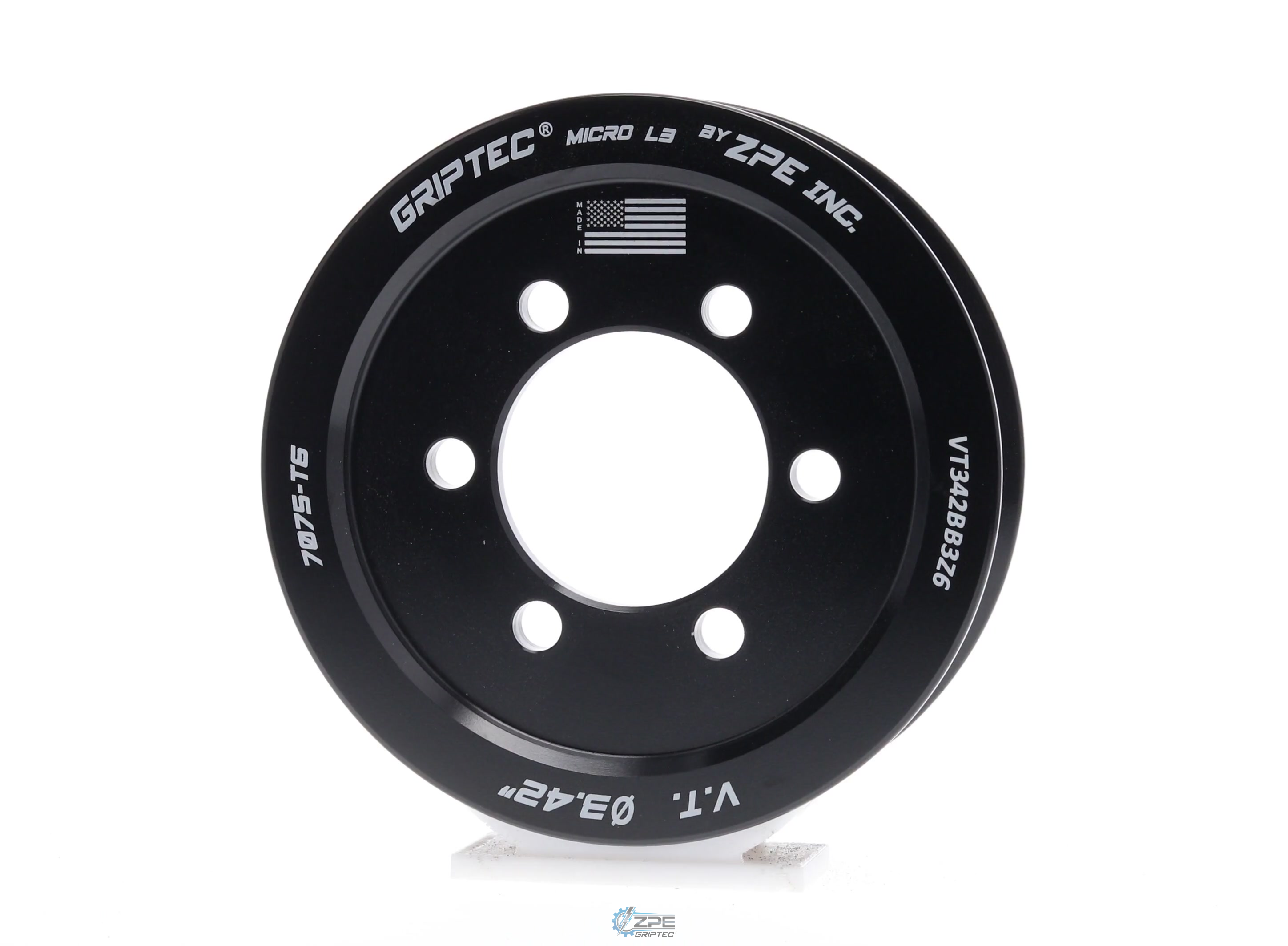 3.42" 6 Rib ZPE GripTec® 2pc Vortech YSi/JT/V3 L3 Black Pulley Only