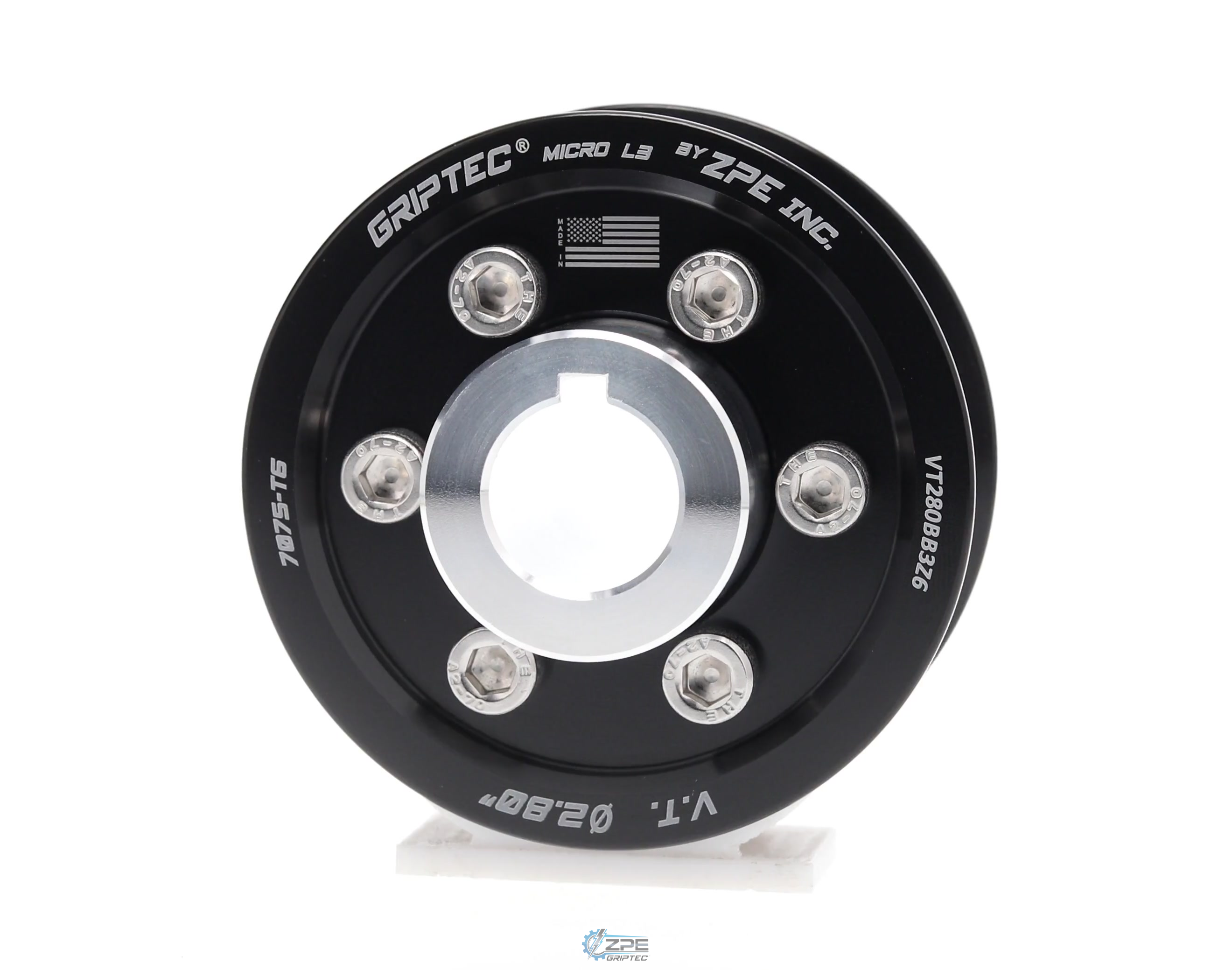 2.80" 6 Rib ZPE GripTec® 2pc Vortech YSi/JT/V3 L3 Black Pulley & Hub Kit