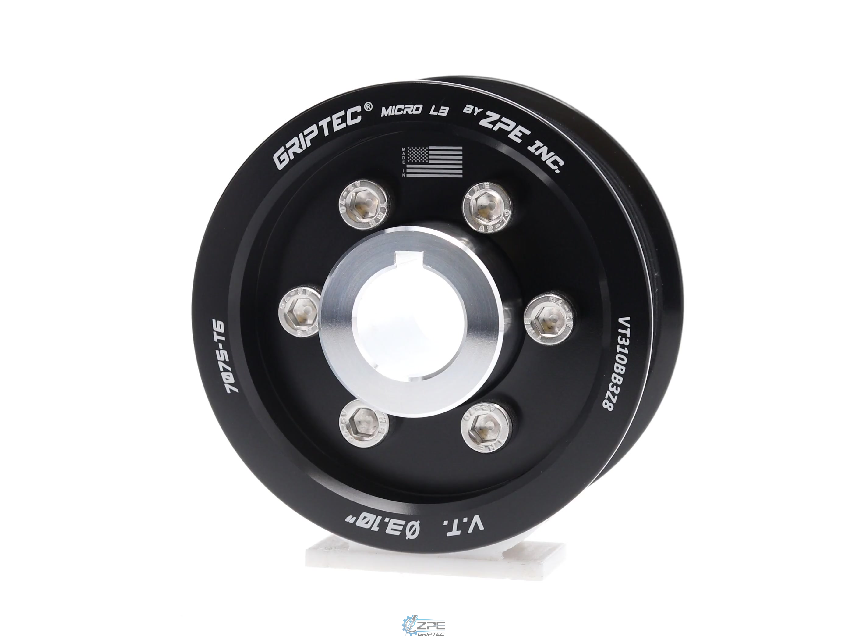 3.10" 8 Rib ZPE GripTec® 2pc Vortech YSi/JT/V3 L3 Black Pulley & Hub Kit