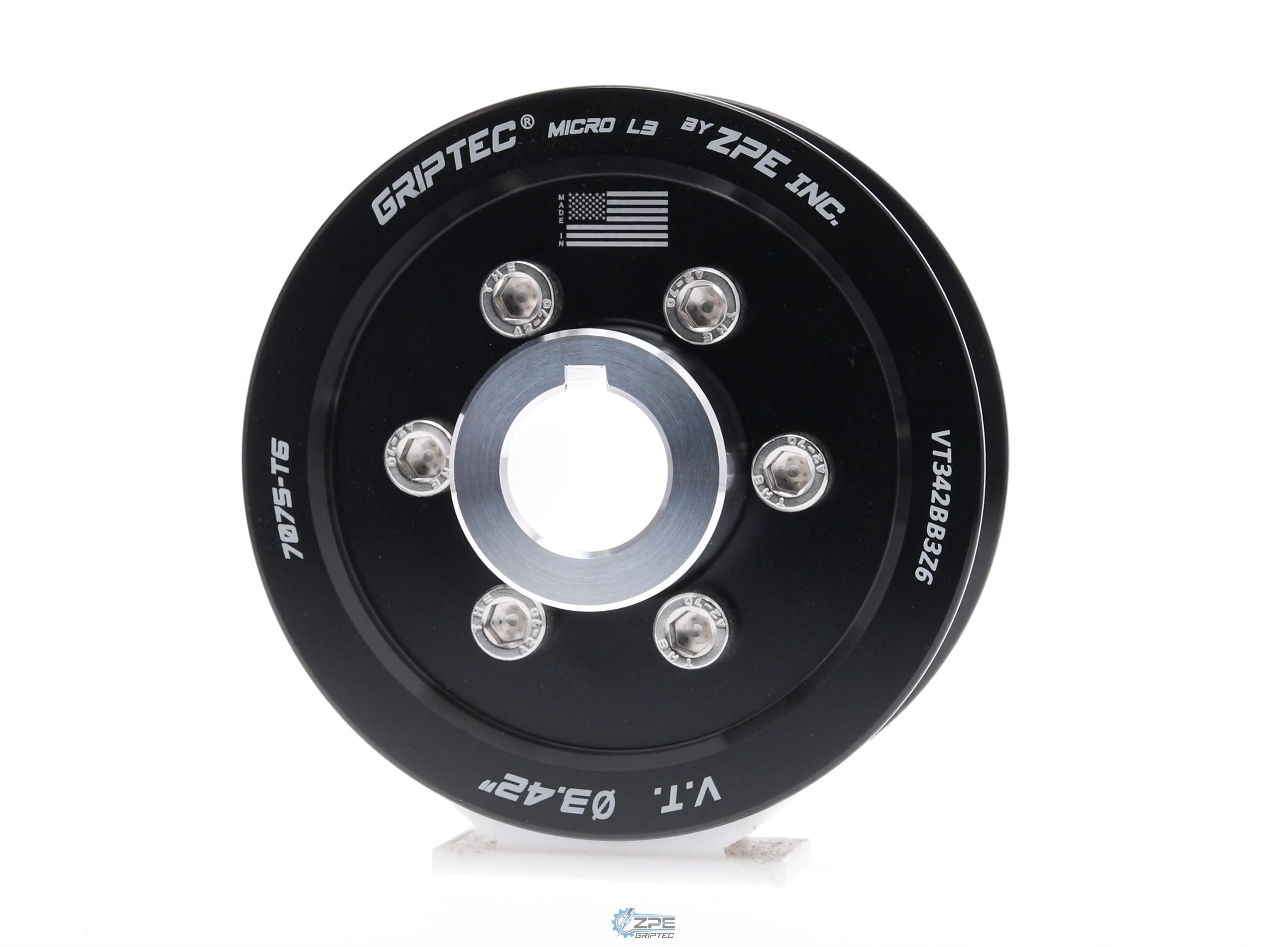 3.42" 6 Rib ZPE GripTec® 2pc Vortech YSi/JT/V3 L3 Black Pulley & Hub Kit
