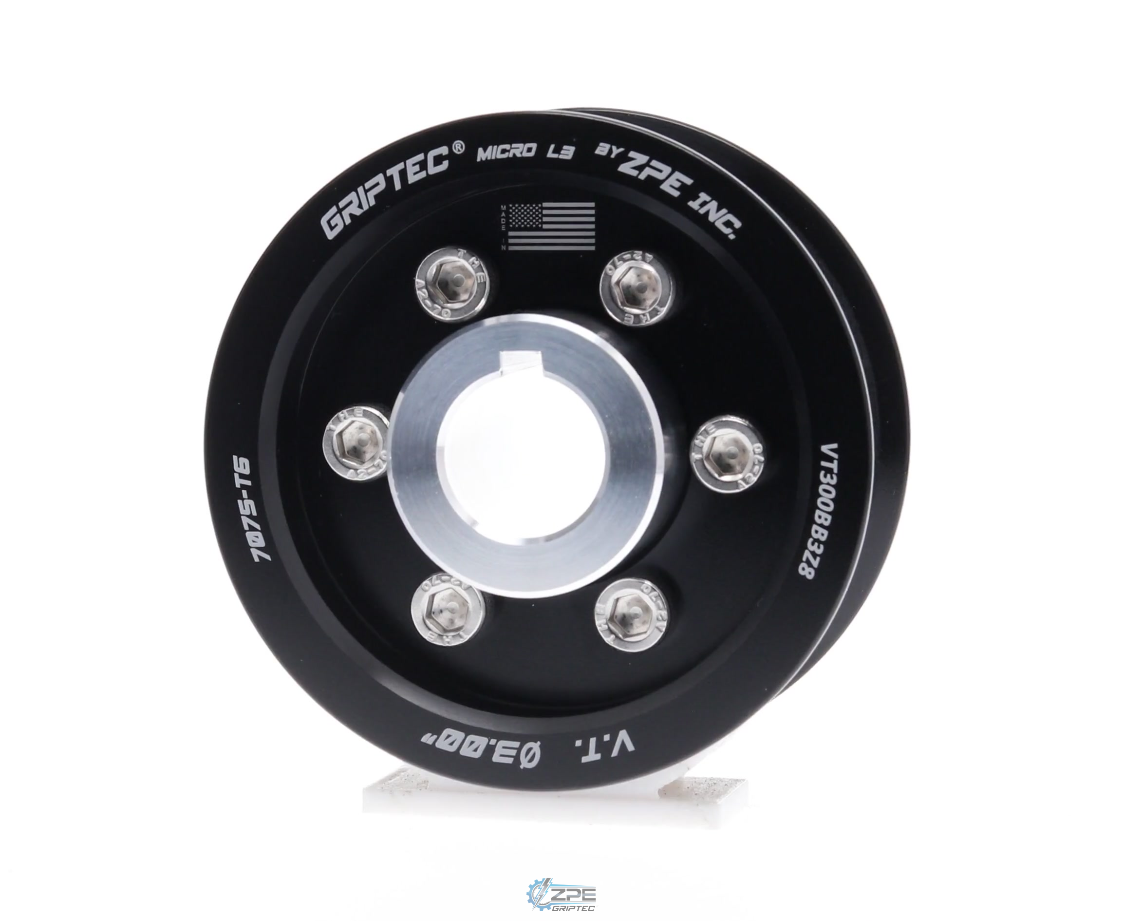 3.00" 8 Rib ZPE GripTec® 2pc Vortech YSi/JT/V3 L3 Black Pulley & Hub Kit