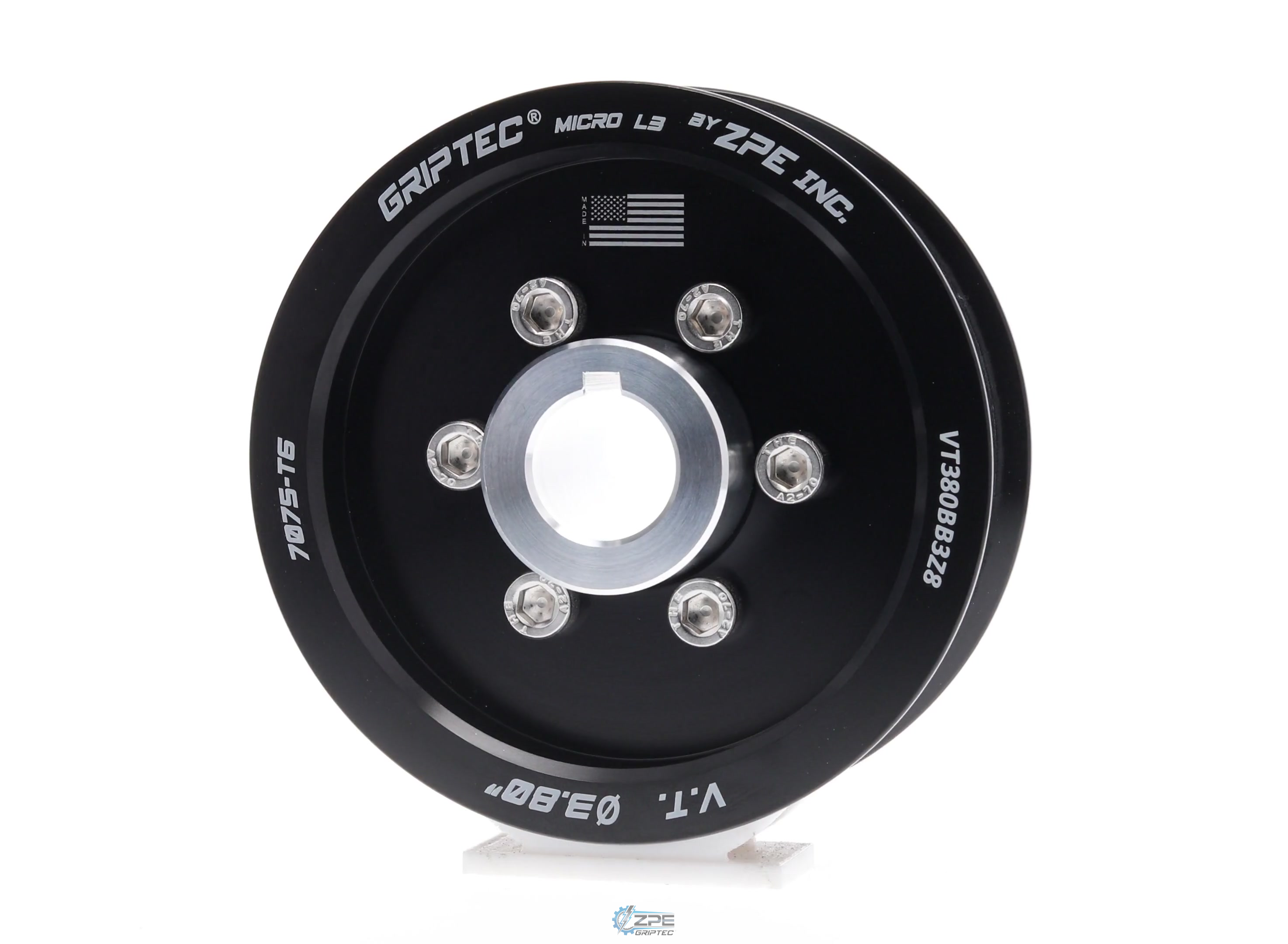 3.80" 8 Rib ZPE GripTec® 2pc Vortech YSi/JT/V3 L3 Black Pulley & Hub Kit