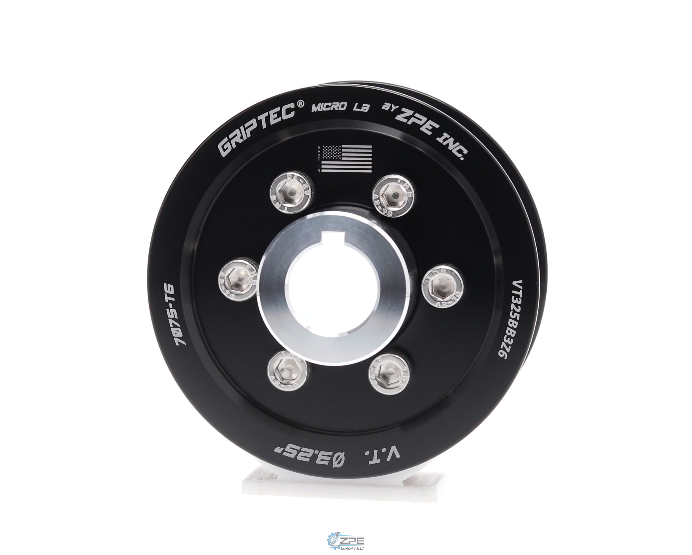 3.25" 6 Rib ZPE GripTec® 2pc Vortech YSi/JT/V3 L3 Black Pulley & Hub Kit