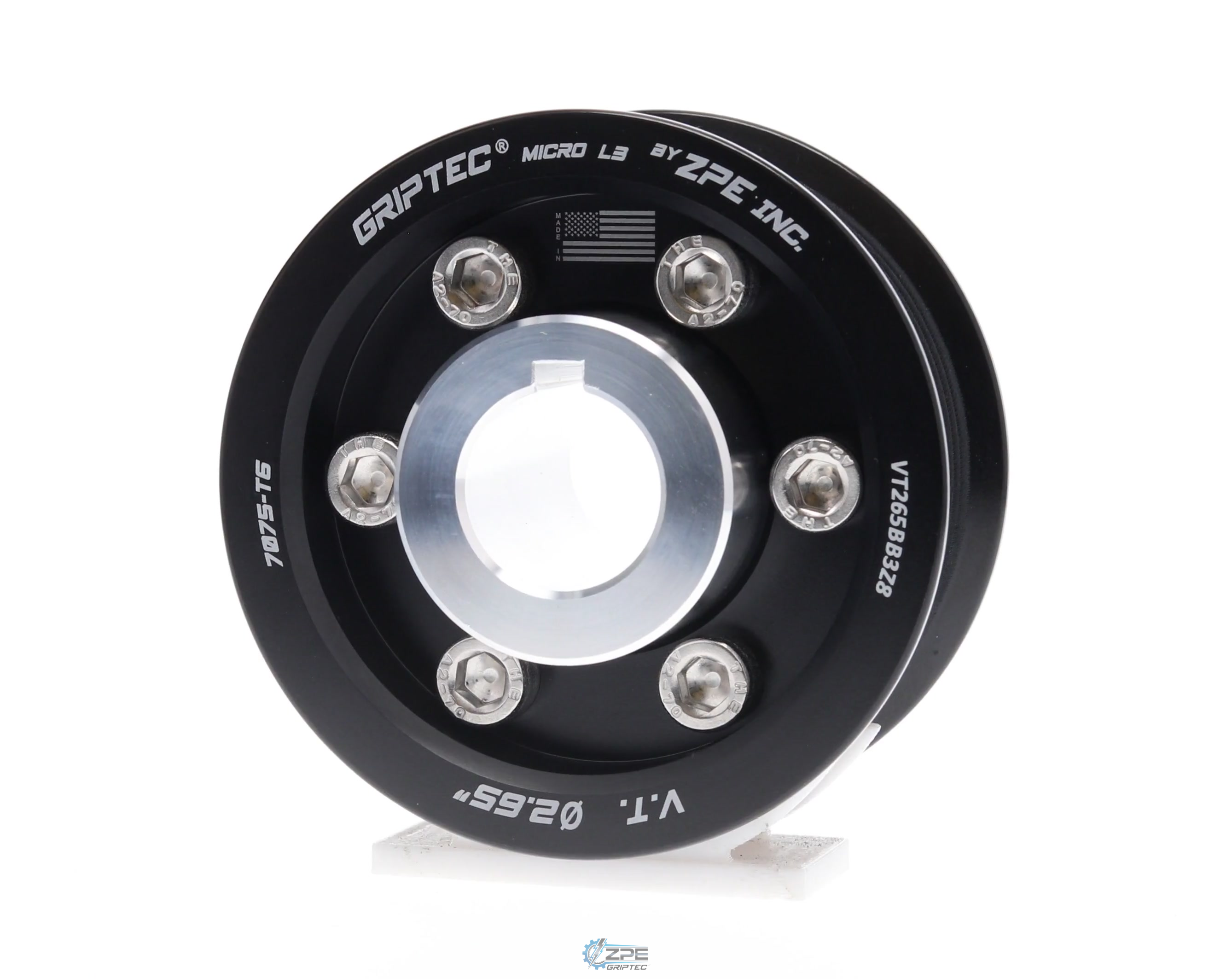 2.65" 8 Rib ZPE GripTec® 2pc Vortech YSi/JT/V3 L3 Black Pulley & Hub Kit