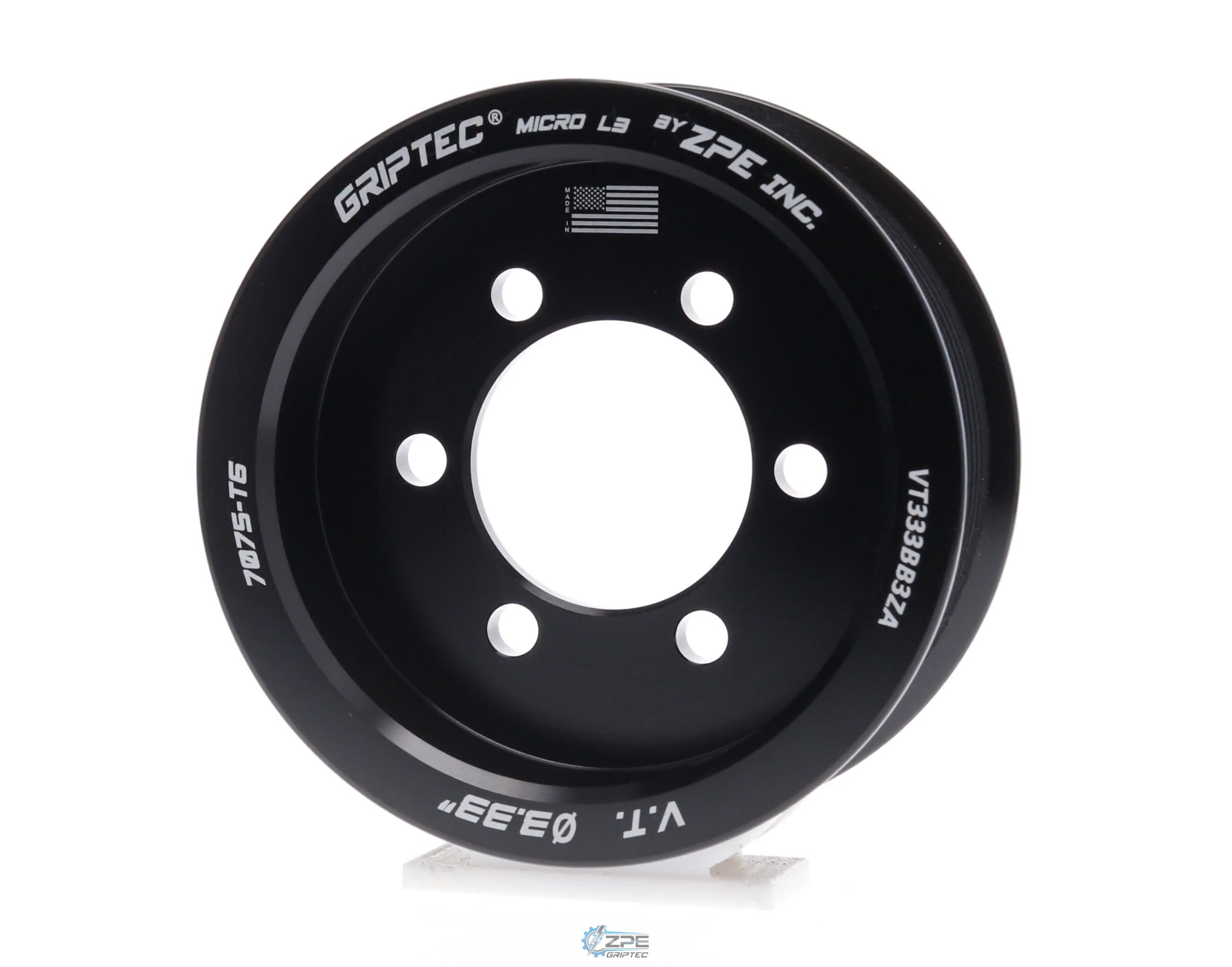 3.33" 10 Rib ZPE GripTec® 2pc Vortech YSi/JT/V3 L3 Black Pulley Only