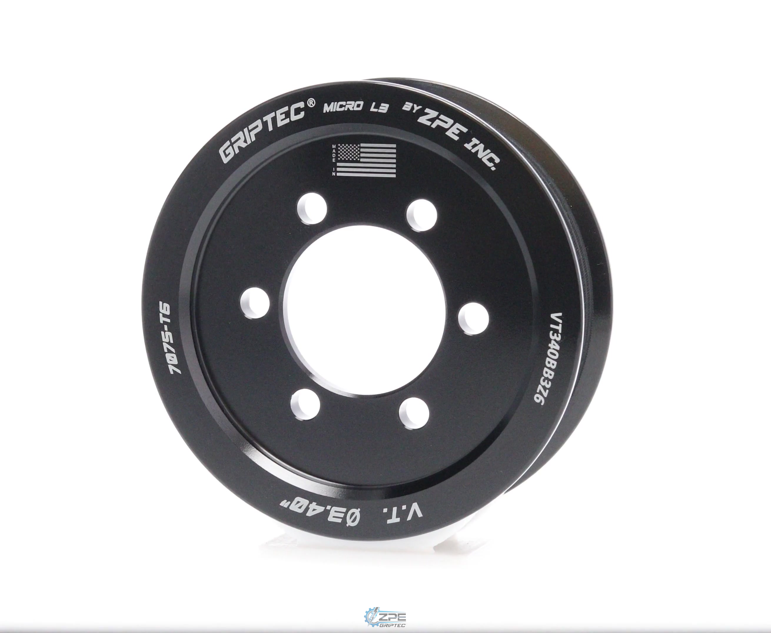 3.40" 6 Rib ZPE GripTec® 2pc Vortech YSi/JT/V3 L3 Black Pulley Only