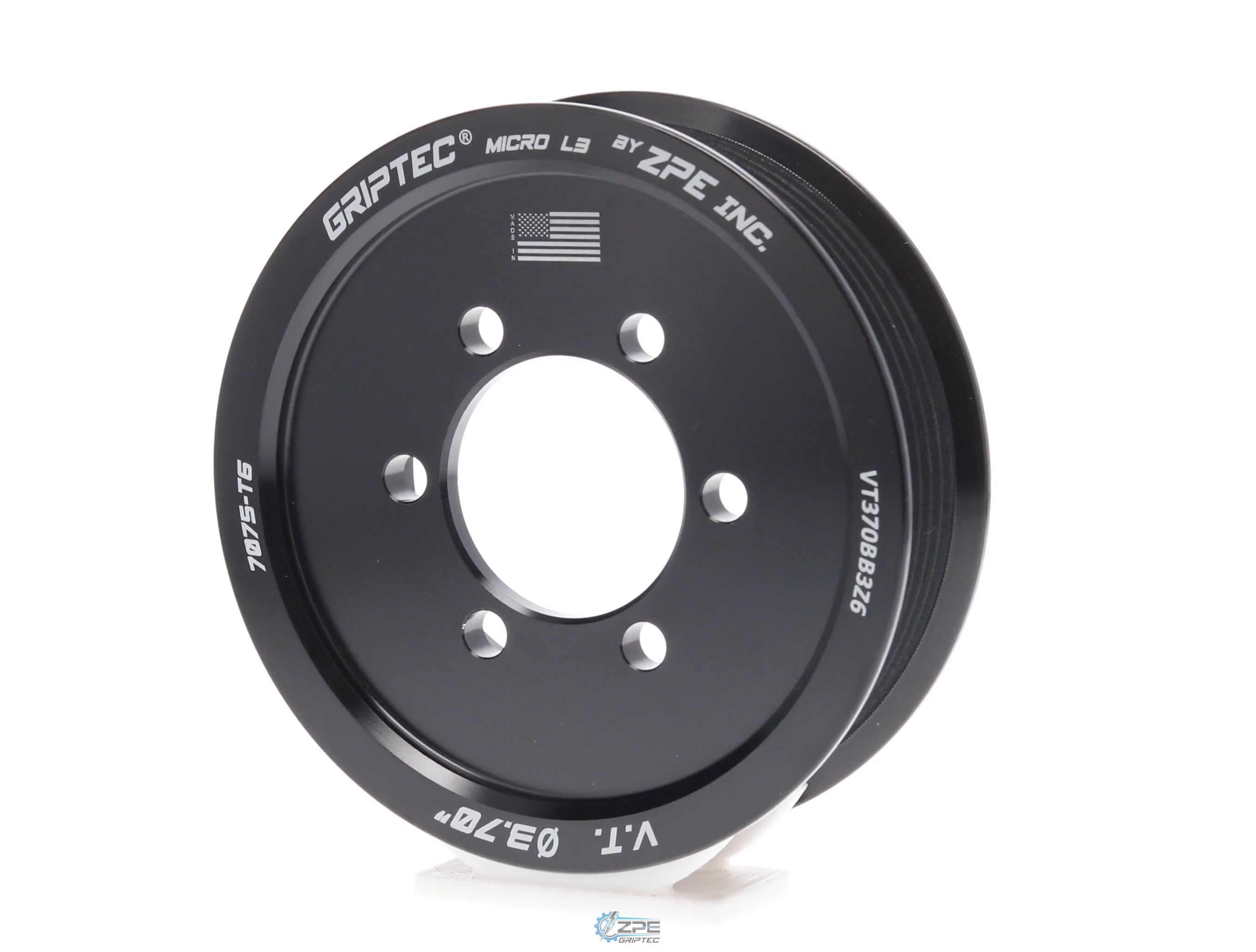 3.70" 6 Rib ZPE GripTec® 2pc Vortech YSi/JT/V3 L3 Black Pulley Only