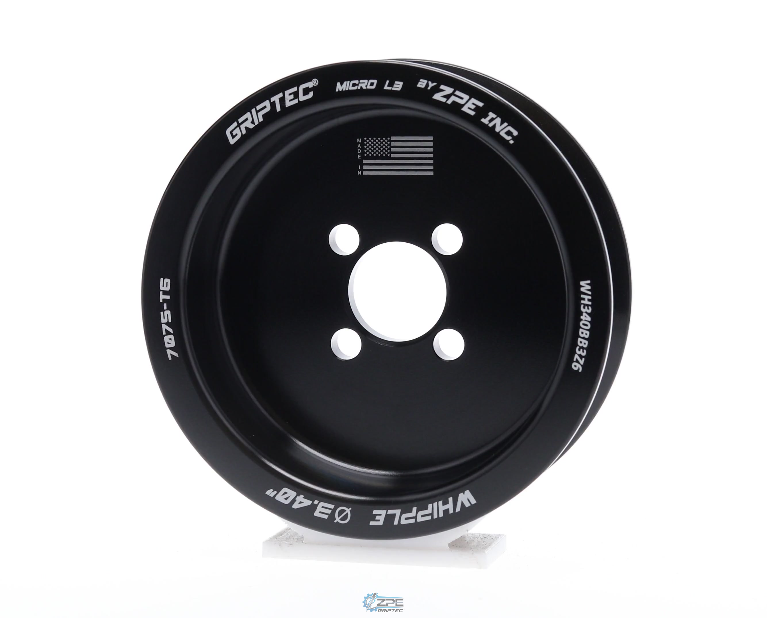 3.40" 6 Rib ZPE GripTec® Whipple Standard L3 Black Pulley